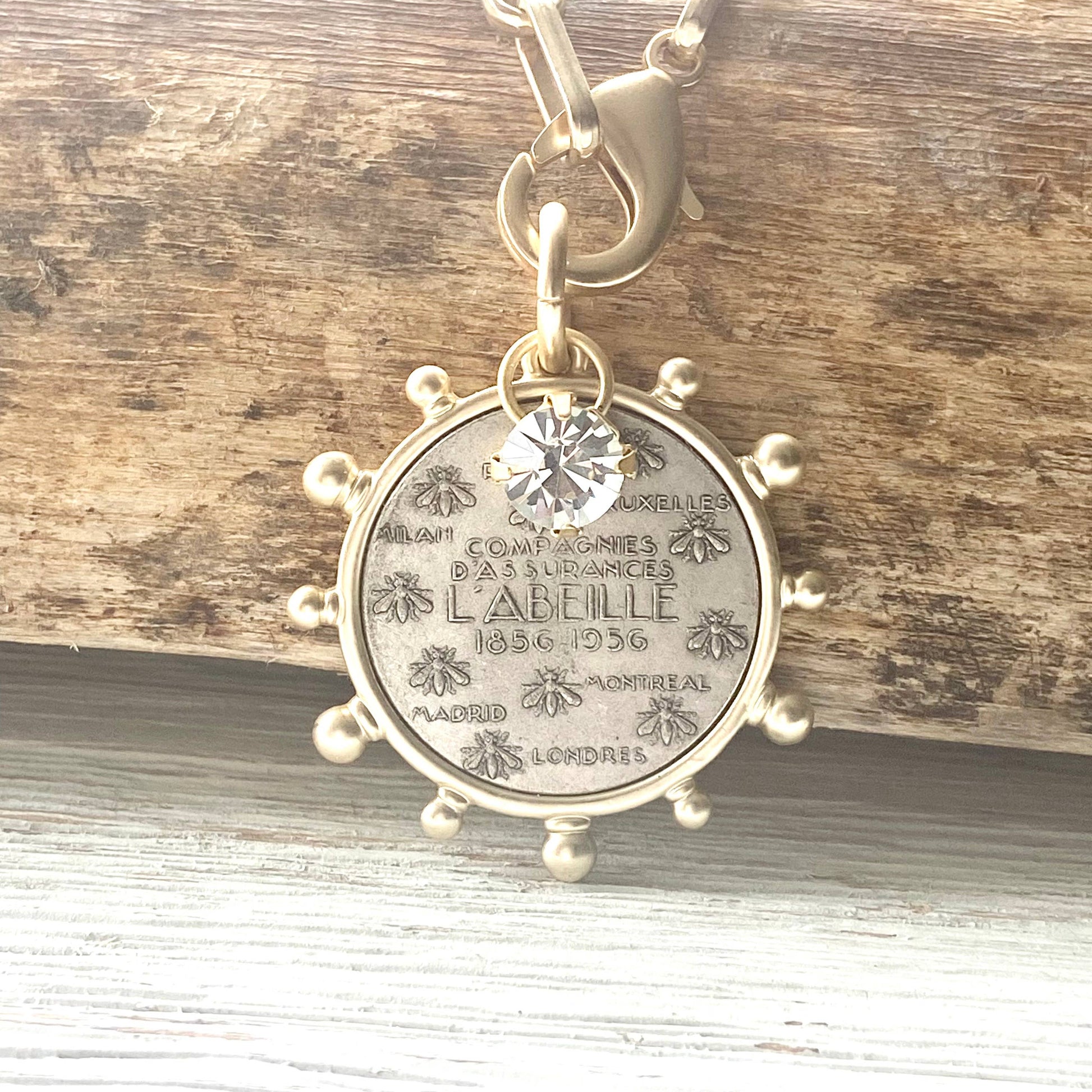 Matte Gold French Bee Coin Medallion
