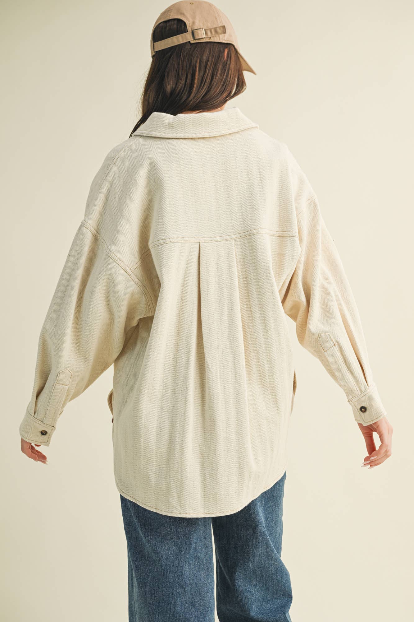 Lorie Button Down Jacket Shirt in Cream