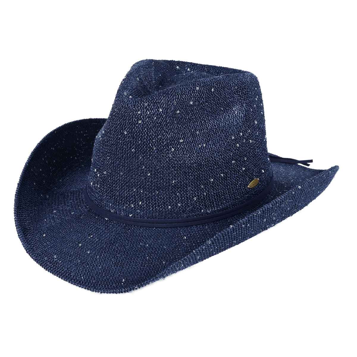 Sequin Cowboy Hat with Suede String