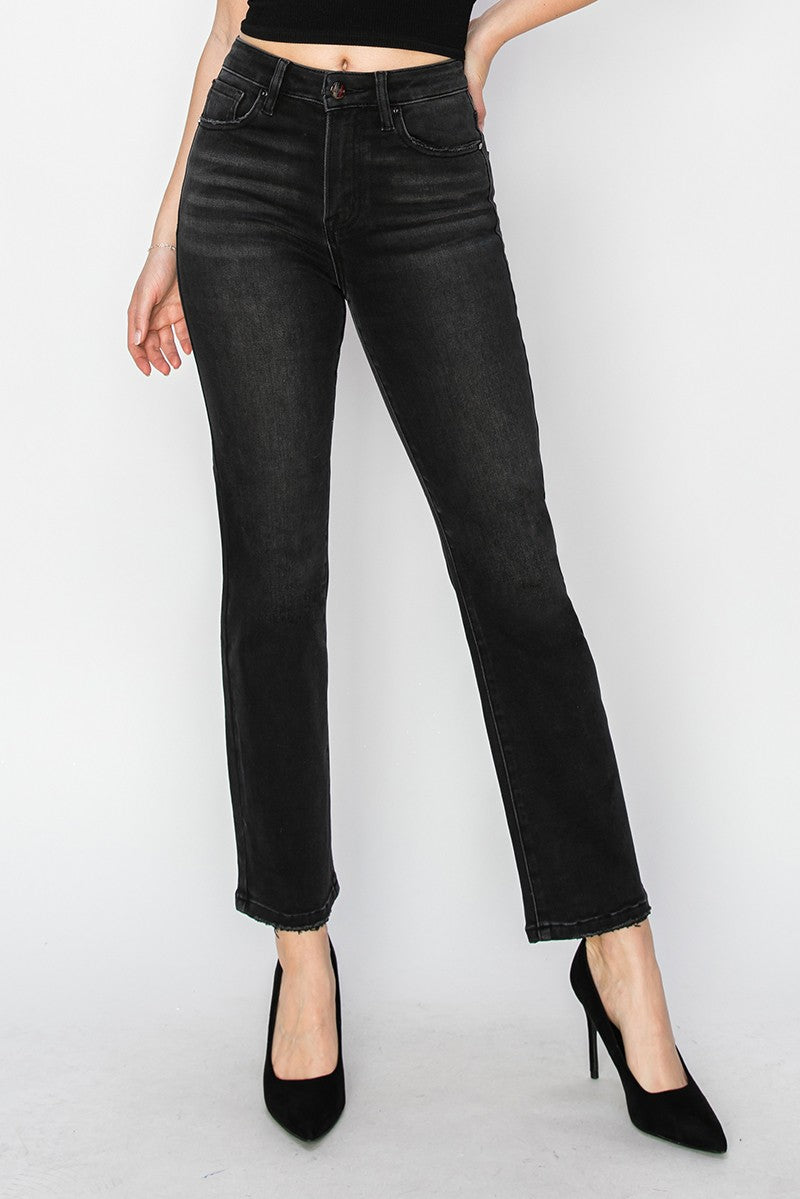 Storm Black High Rise Crop Straight Jeans