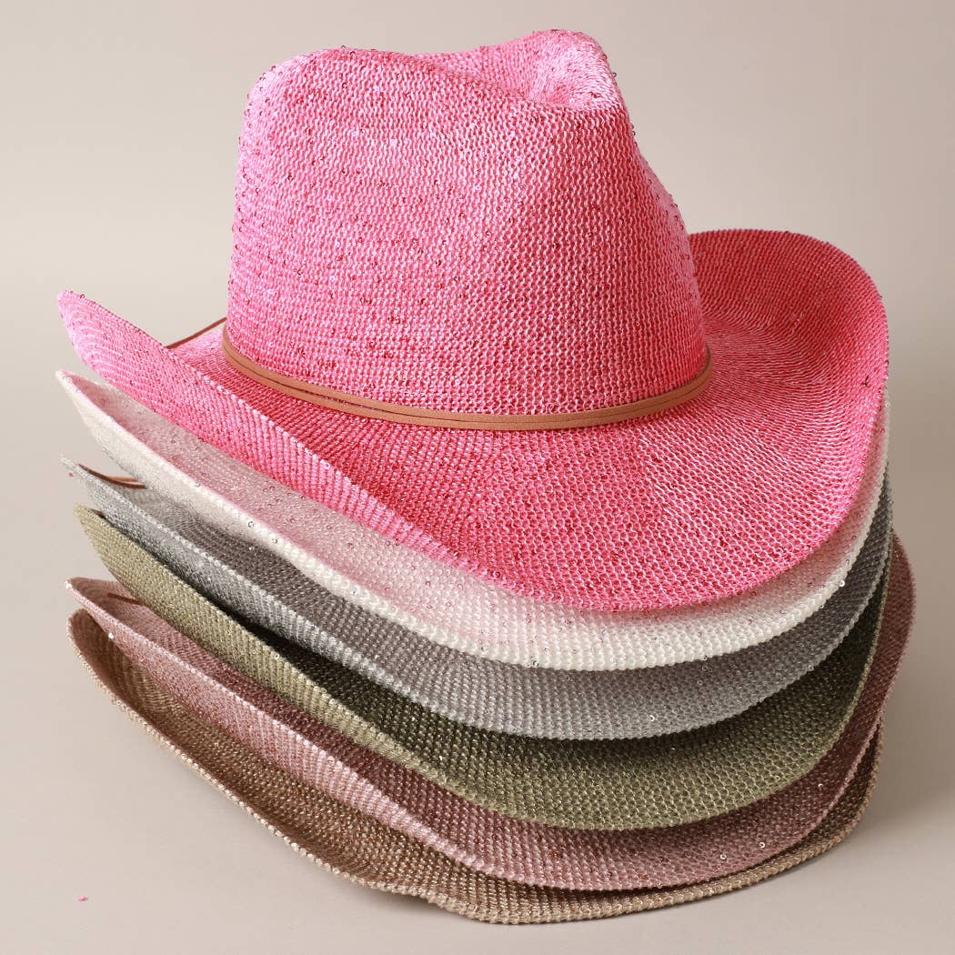 Sequin Cowboy Hat with Suede String