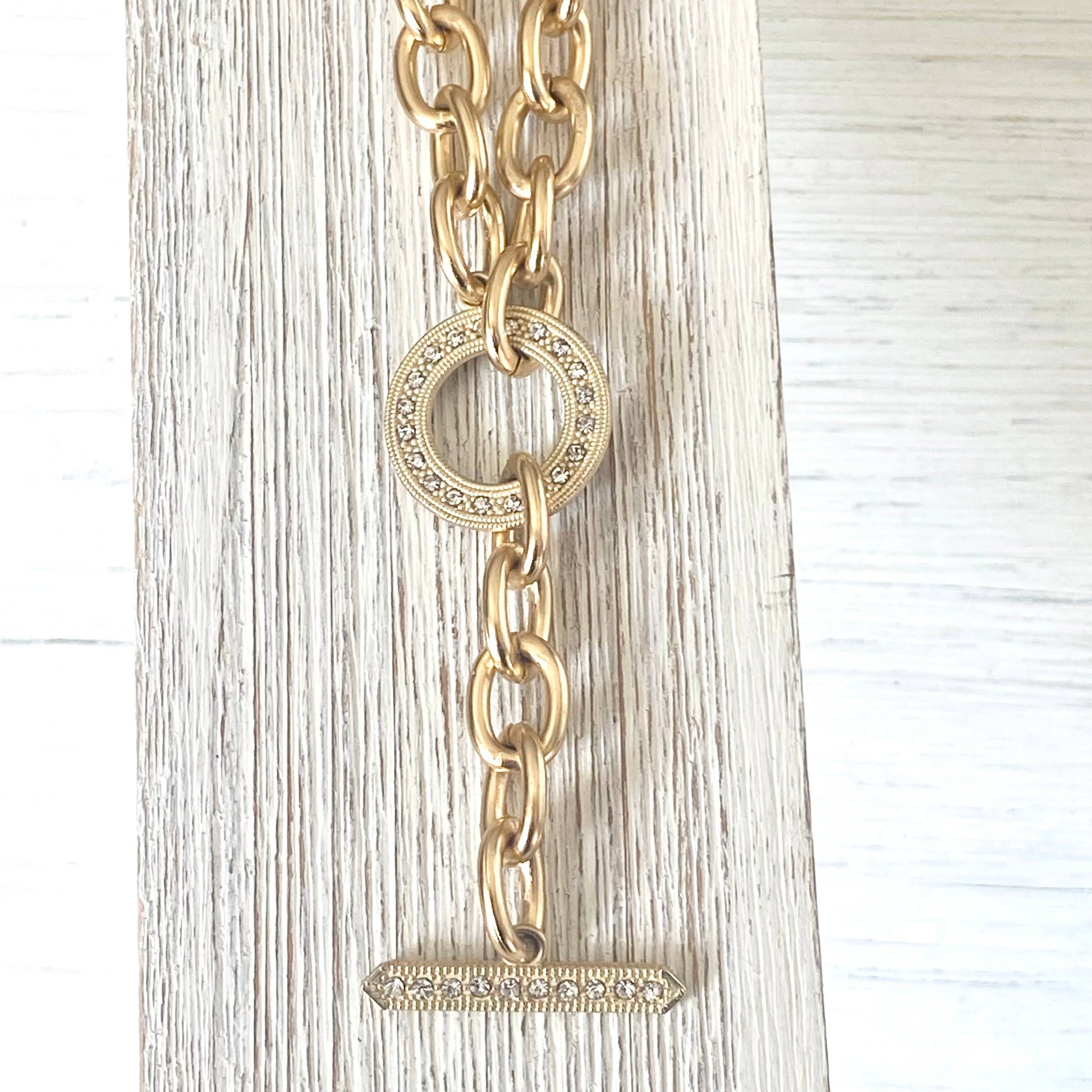 Chunky Y Chain Matte Gold Necklace