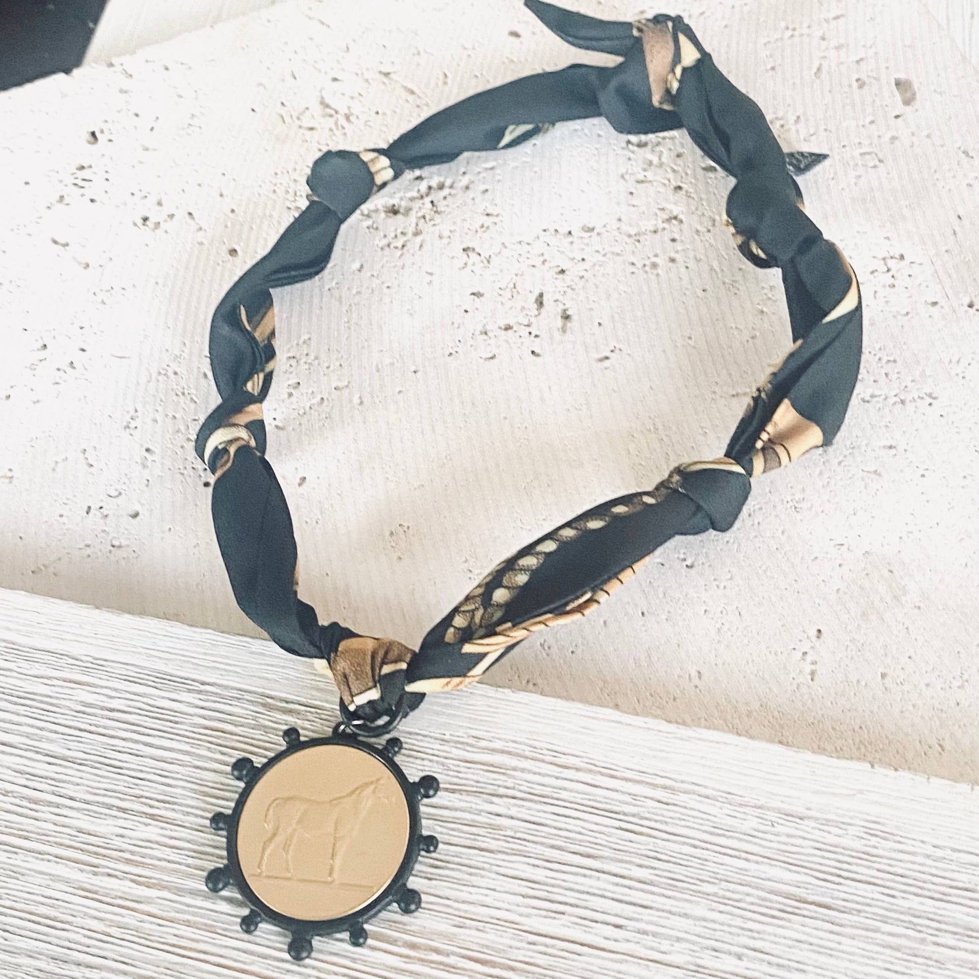 Scarf Necklace w/ Charms + Pendants