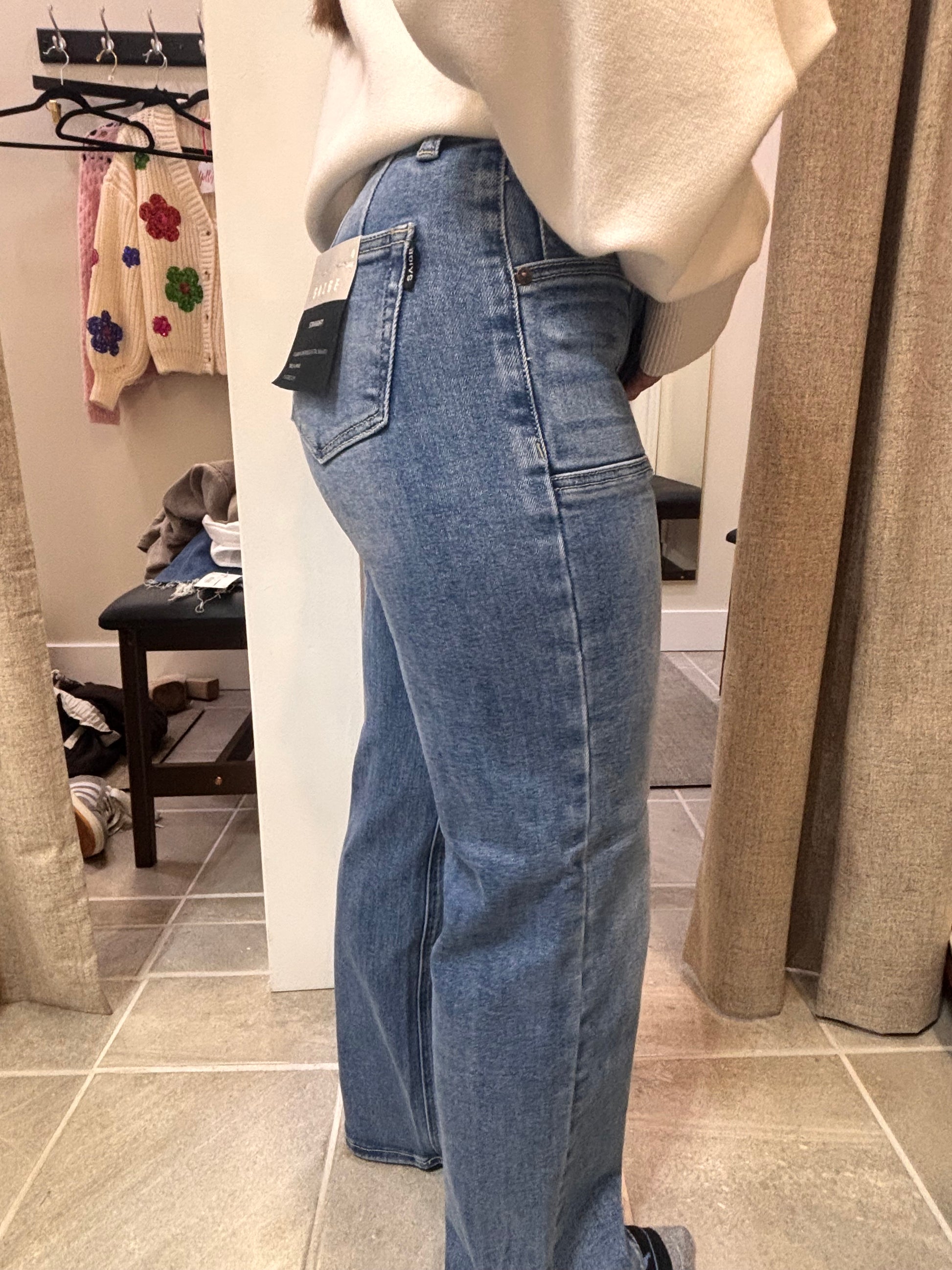 Lorain High-Rise Tummy Control Jeans w/ Front Patch Pockets