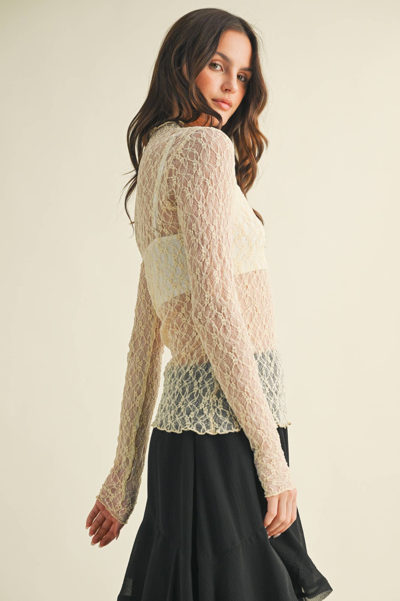 Demi Softened Versatile Lace Mock Neck Top