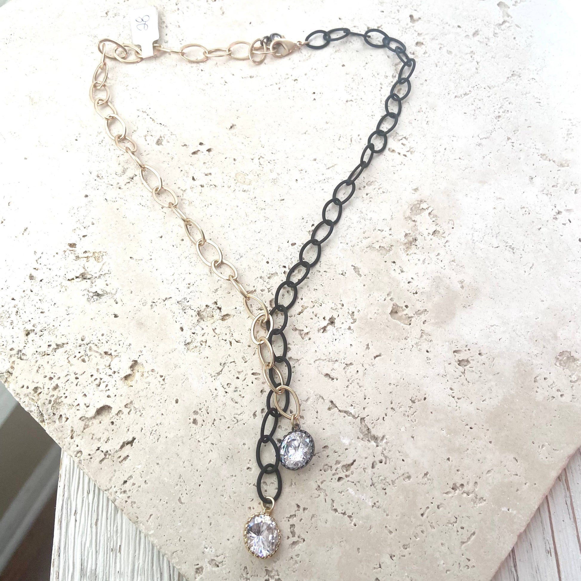 Matte Gold + Black Mixed Medal Necklace