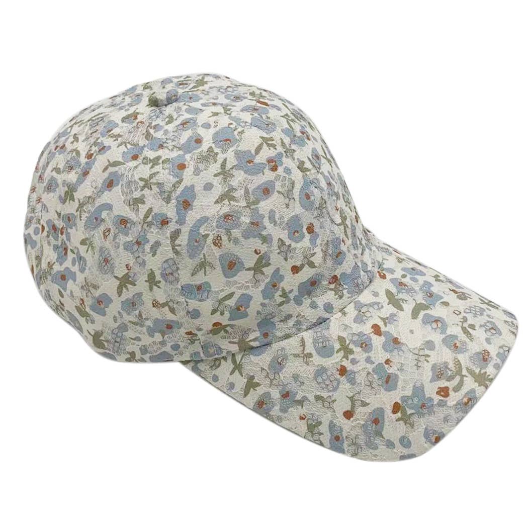 Lacey Floral Print Baseball Cap