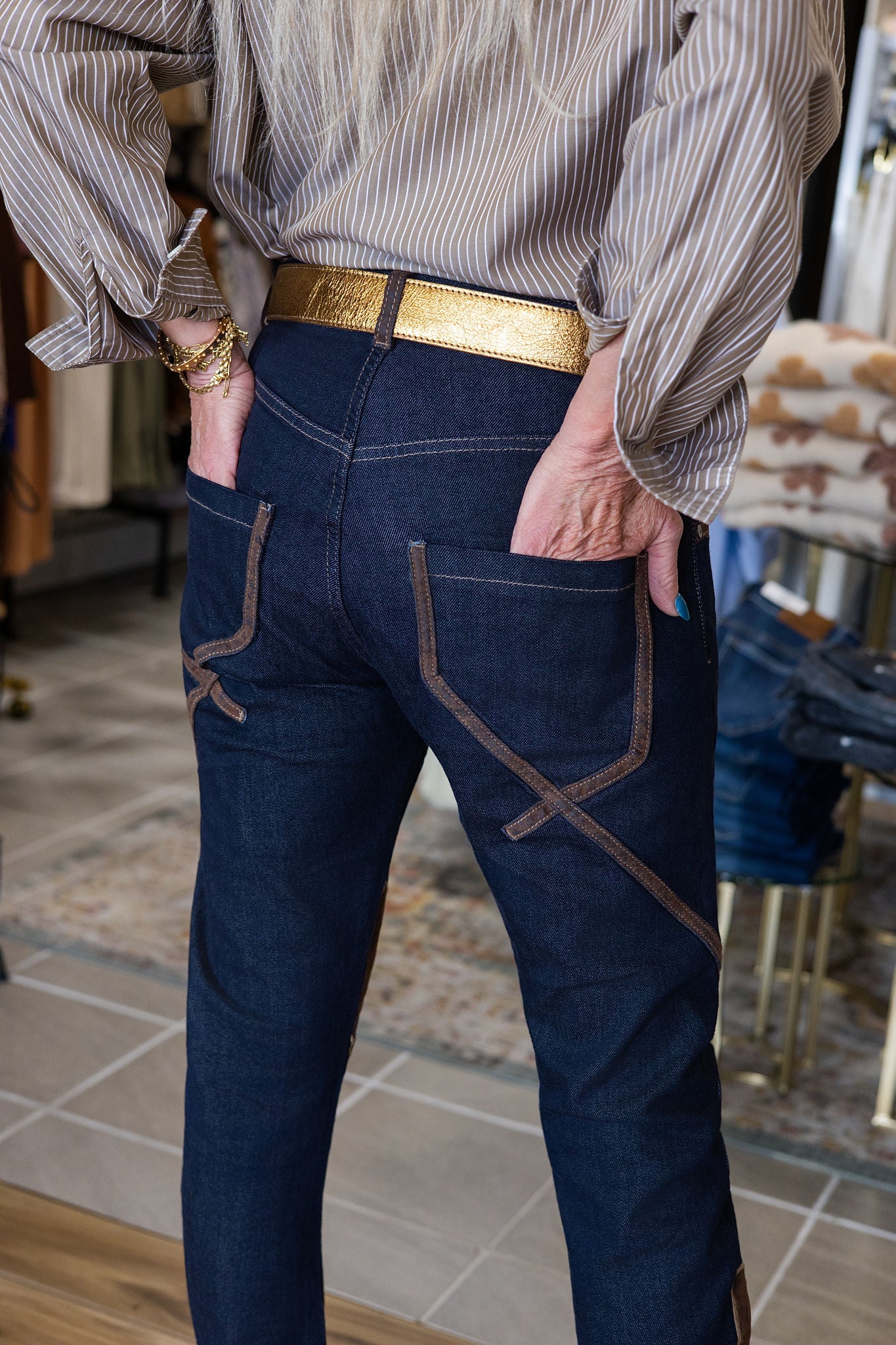 Casey Heart Patch w/ Brown Trim Jeans