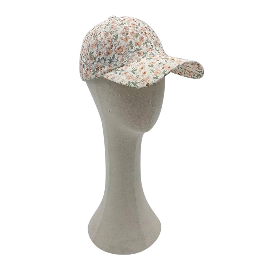 Lacey Floral Print Baseball Cap