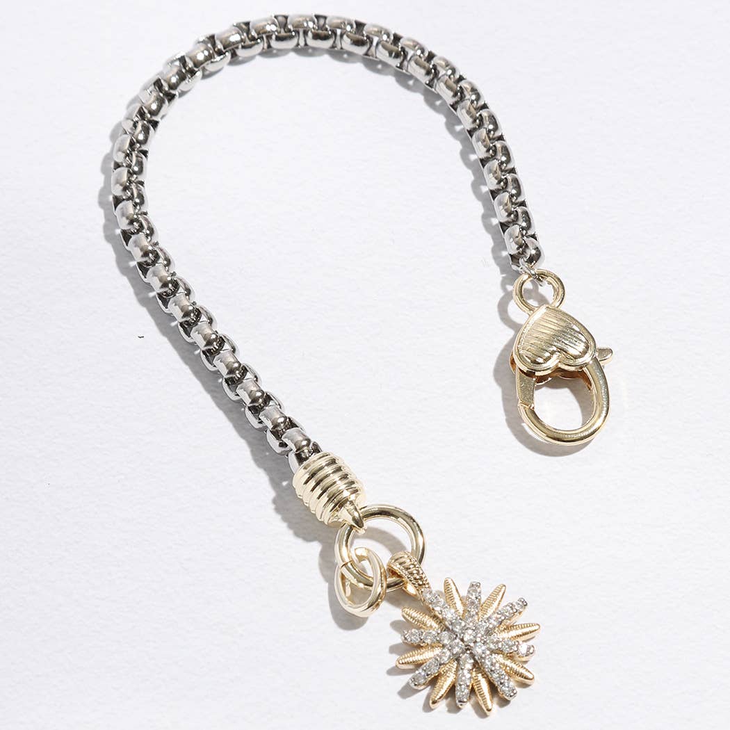 Starburst CZ Two-Toned Chain Design Bracelet