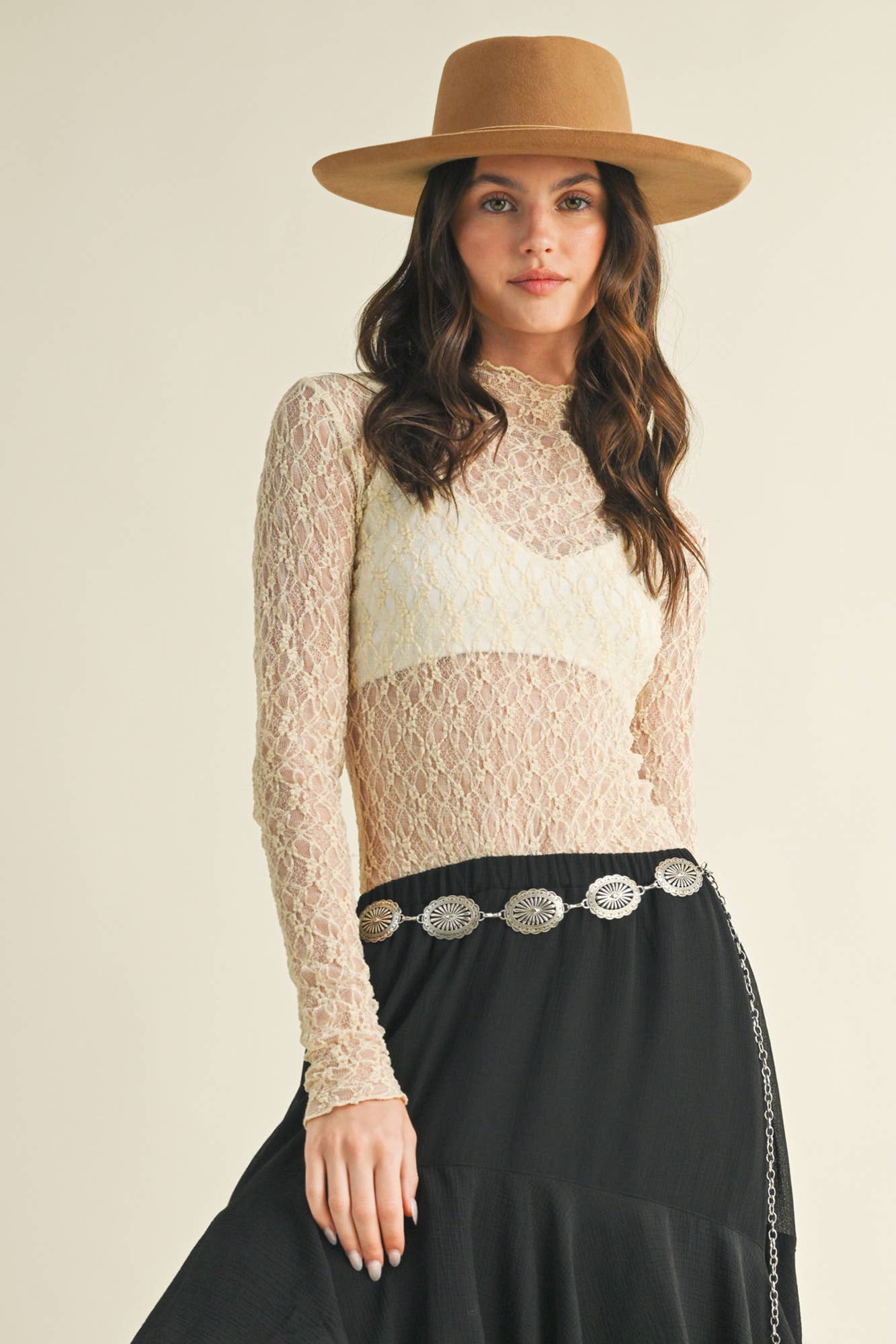 Demi Softened Versatile Lace Mock Neck Top