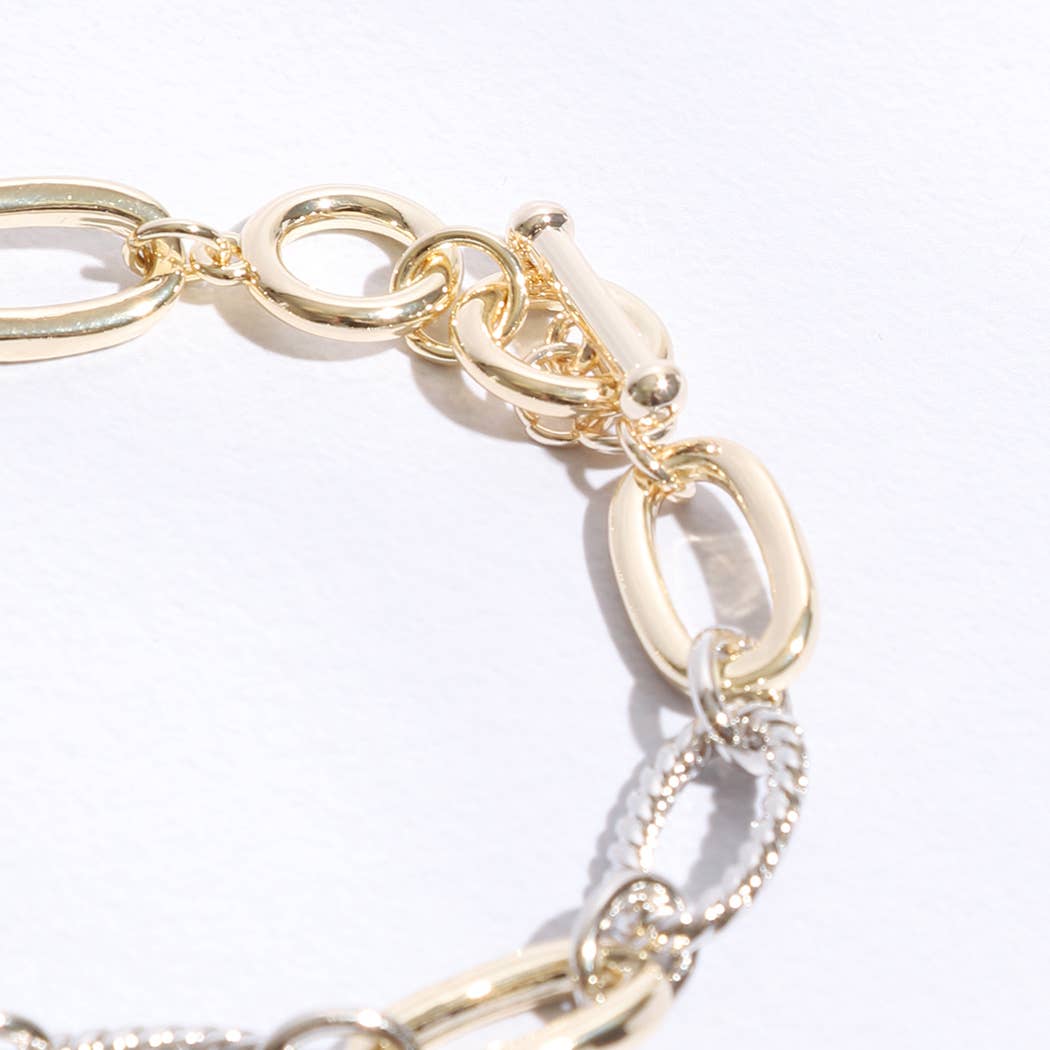 Two Link Clover MOP Link Bracelet