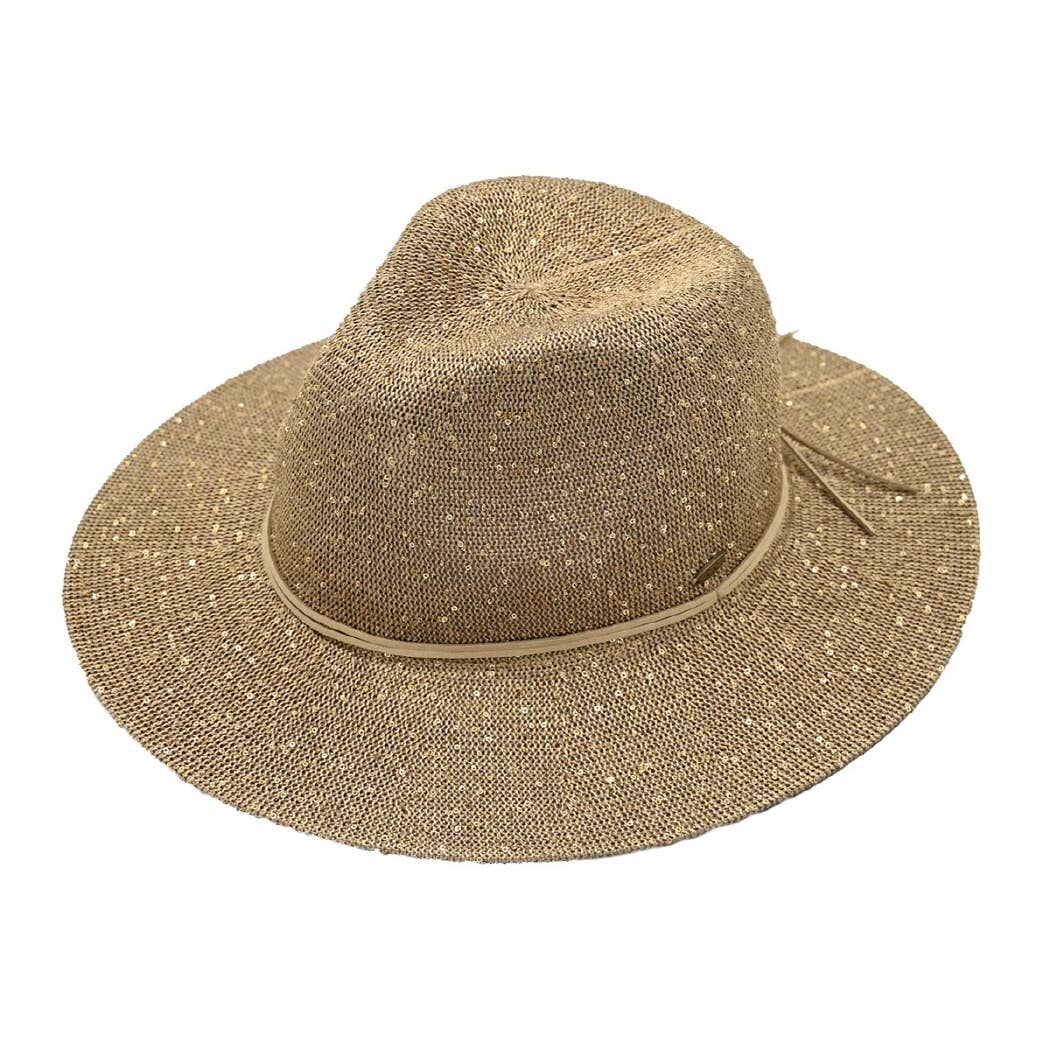 Sequined Knitted Panama Hat