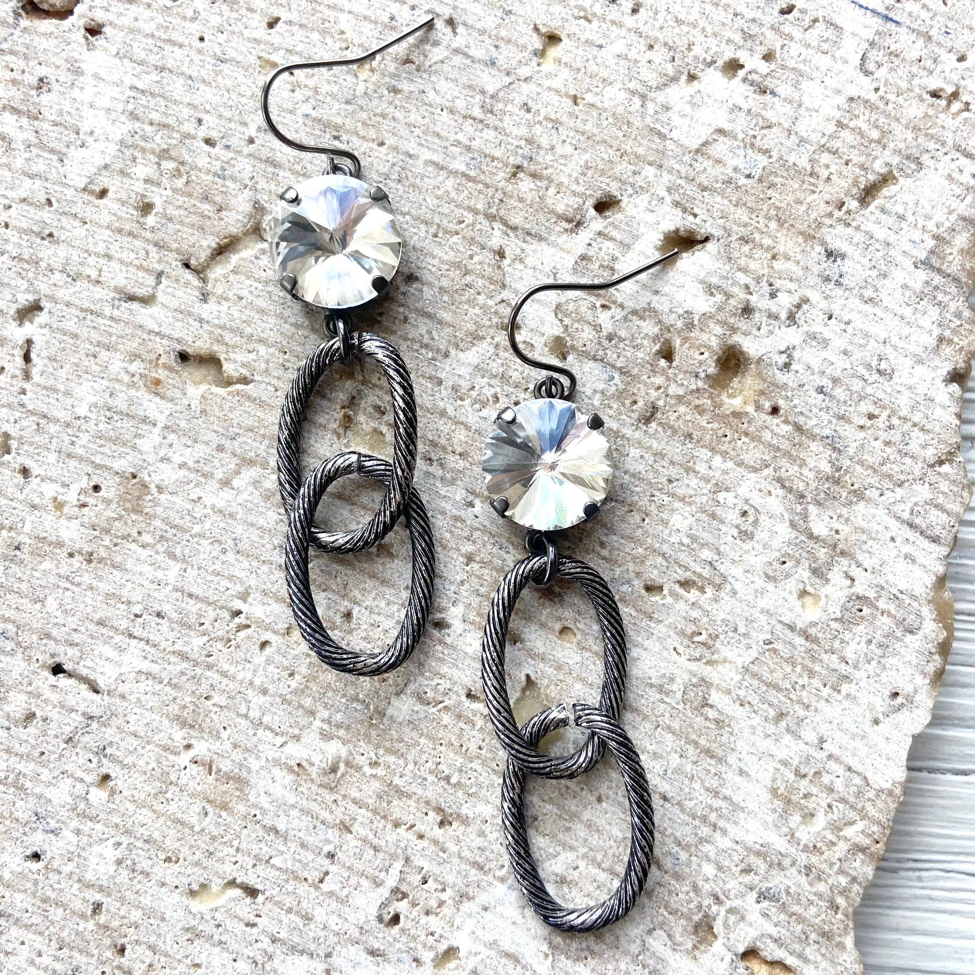 Crystal Edgy Dangly Earrings