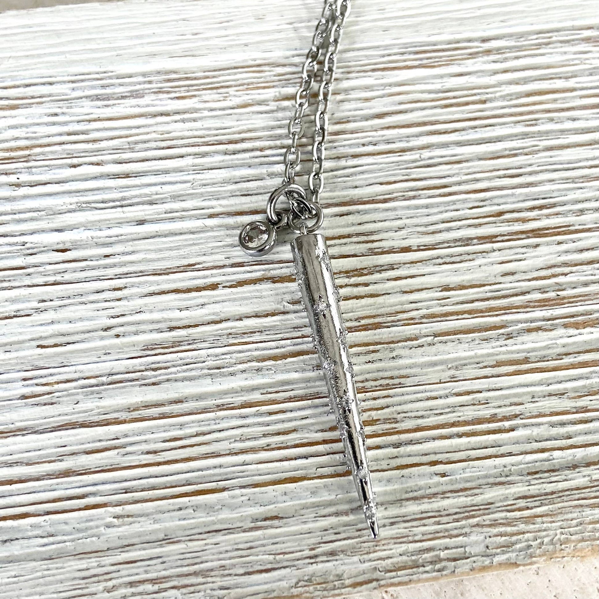Spike Necklace w/ Clear Crystals