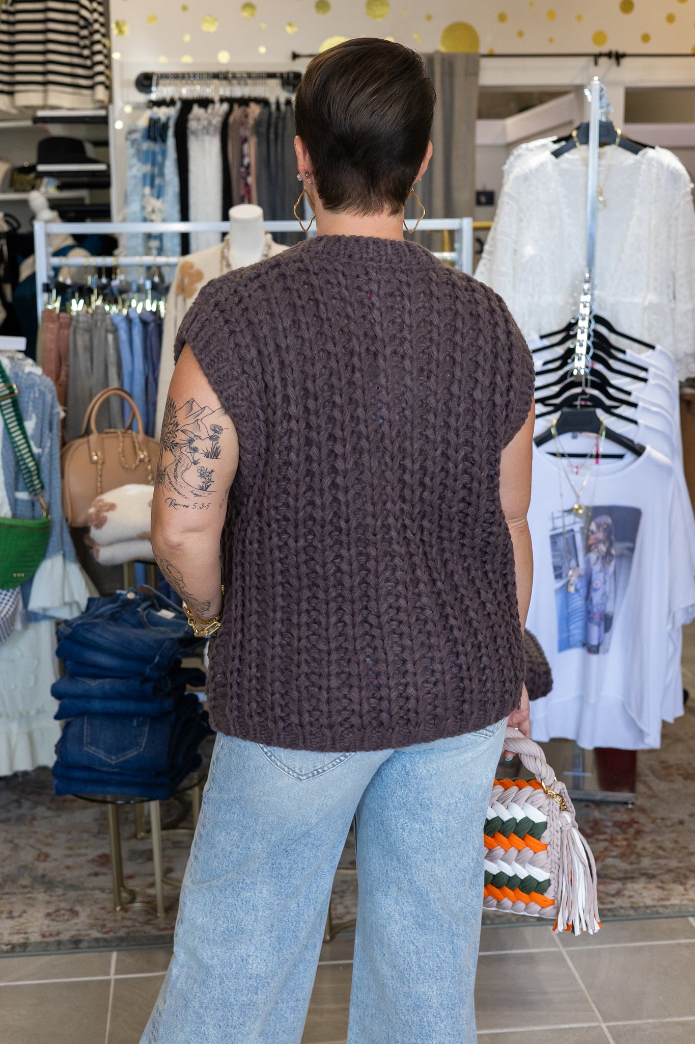 Loretta Oversized Button Down Top - Italian Chunky Knit