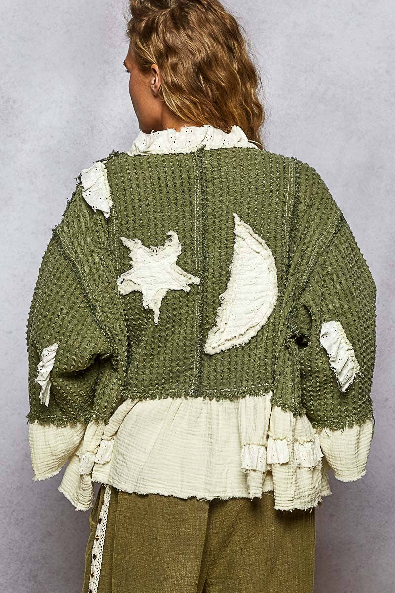 3/4 Sleeve Star Denim Jacket