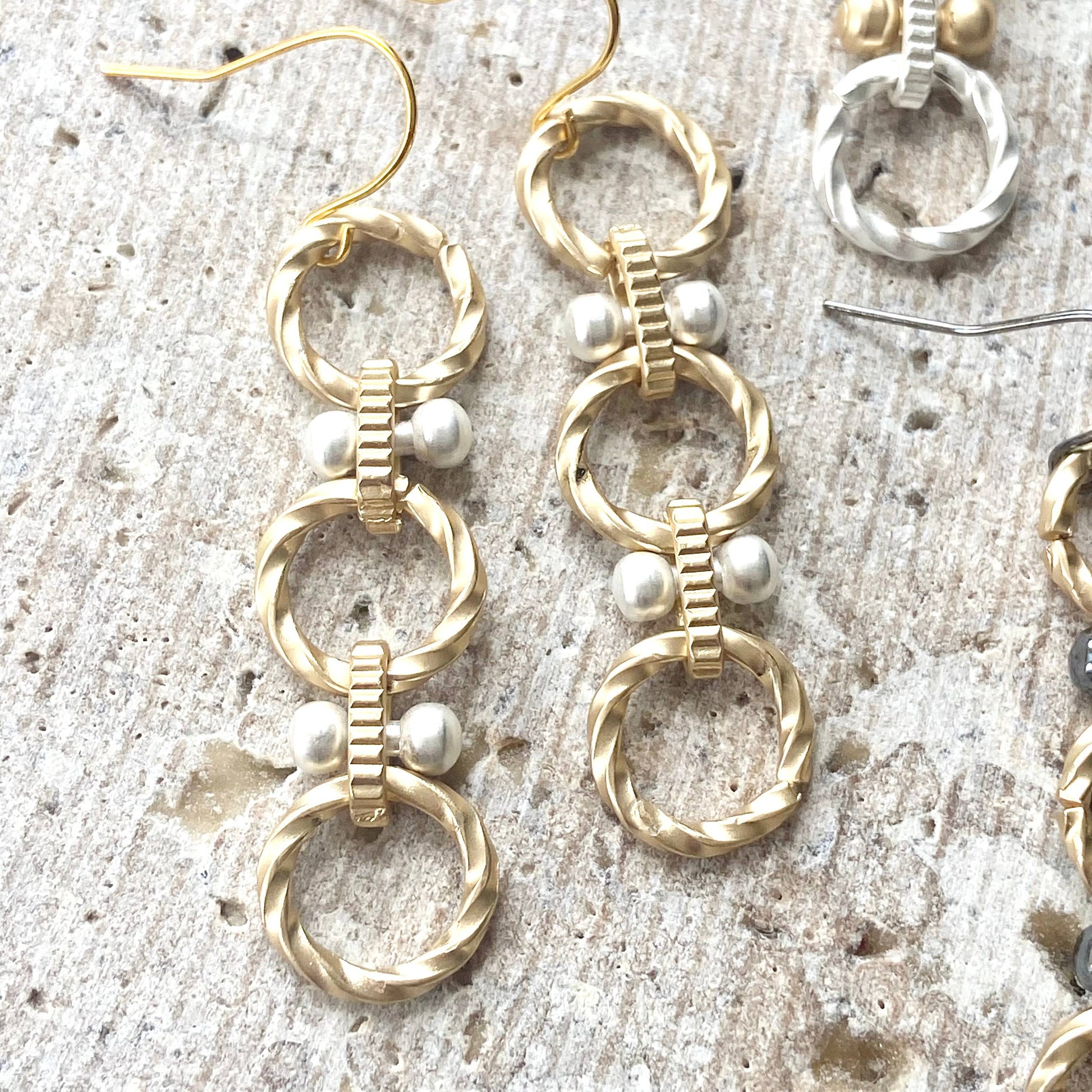Matte Gold Linked Earrings