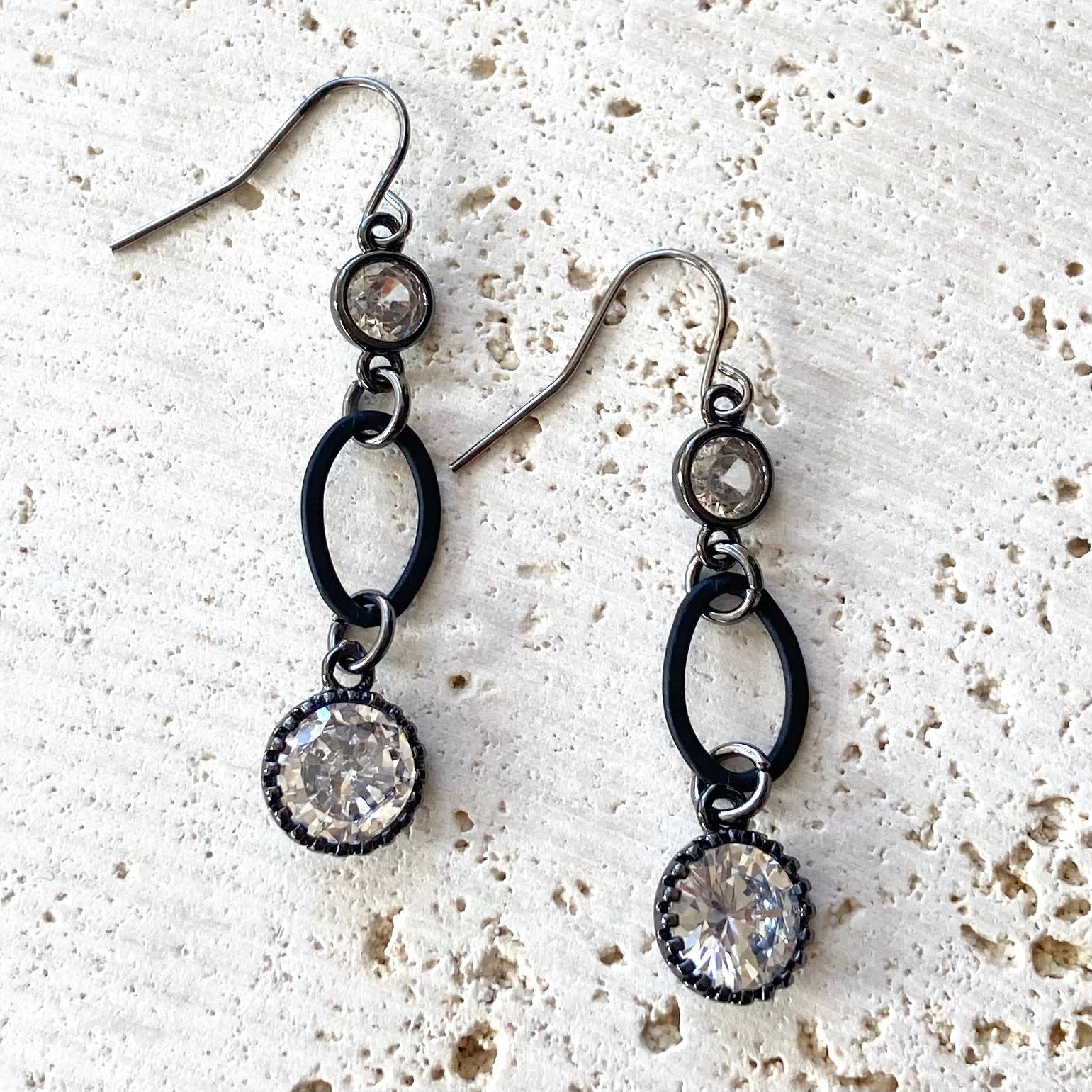 Gunmetal Crystal Earrings