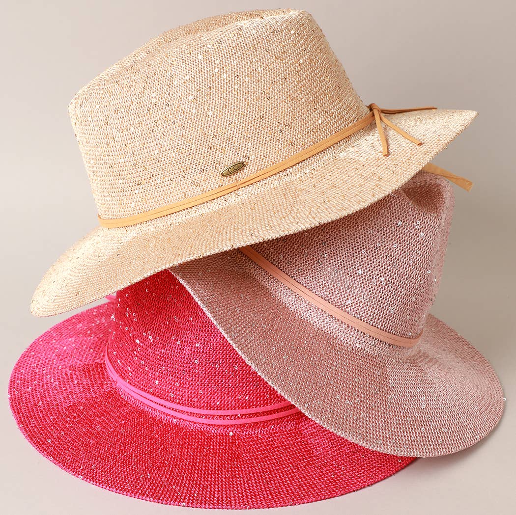 Sequined Knitted Panama Hat