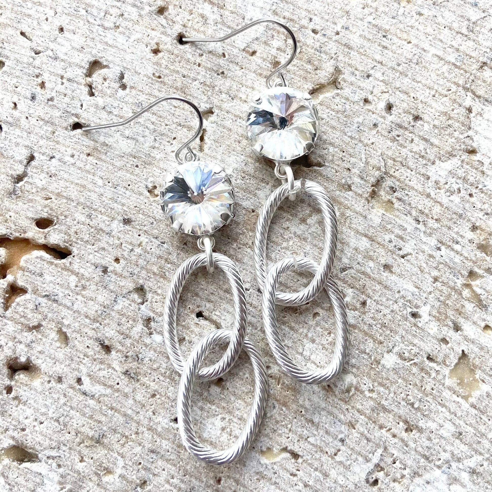 Crystal Edgy Dangly Earrings