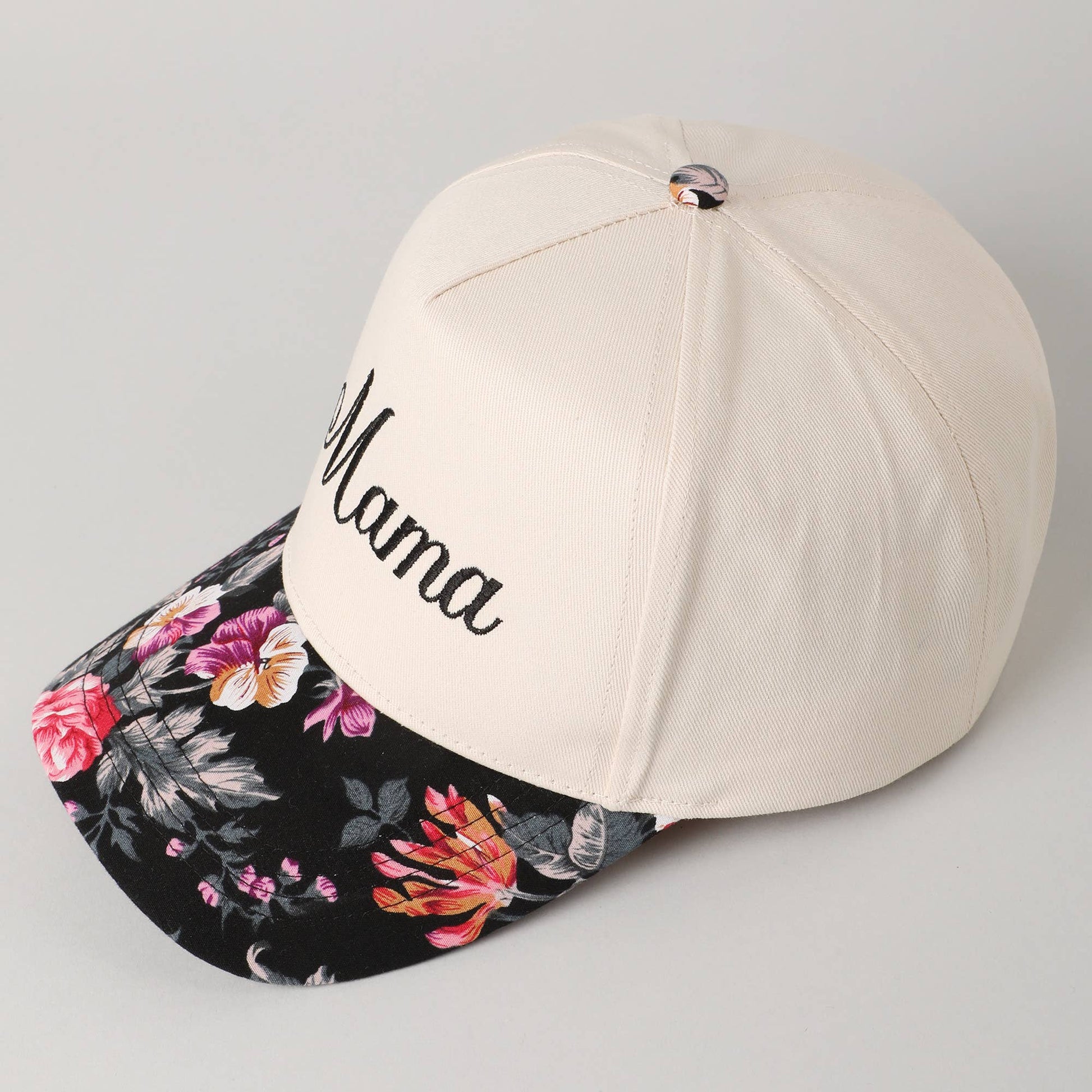 Mama Embroidery Floral Two-Tone Trucker Hat