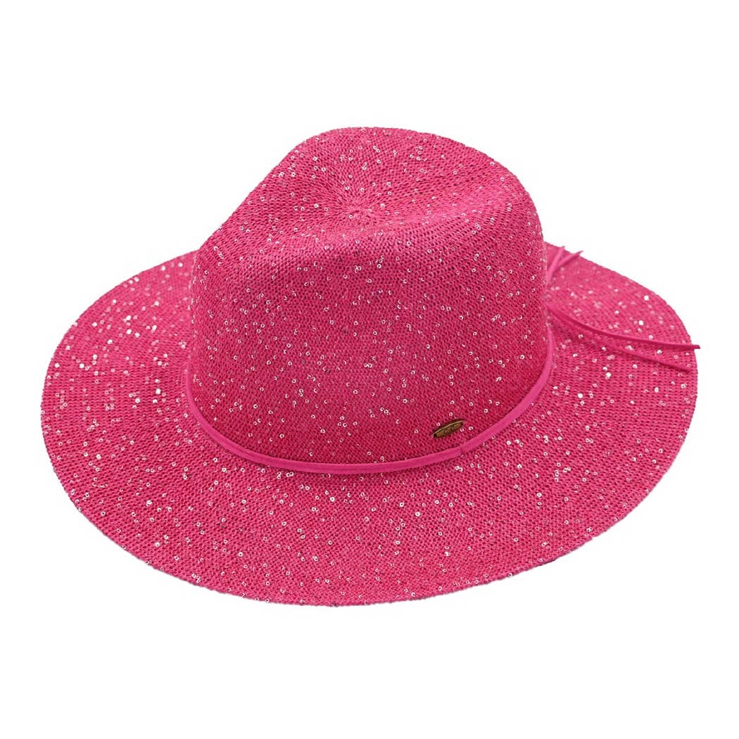 Sequined Knitted Panama Hat