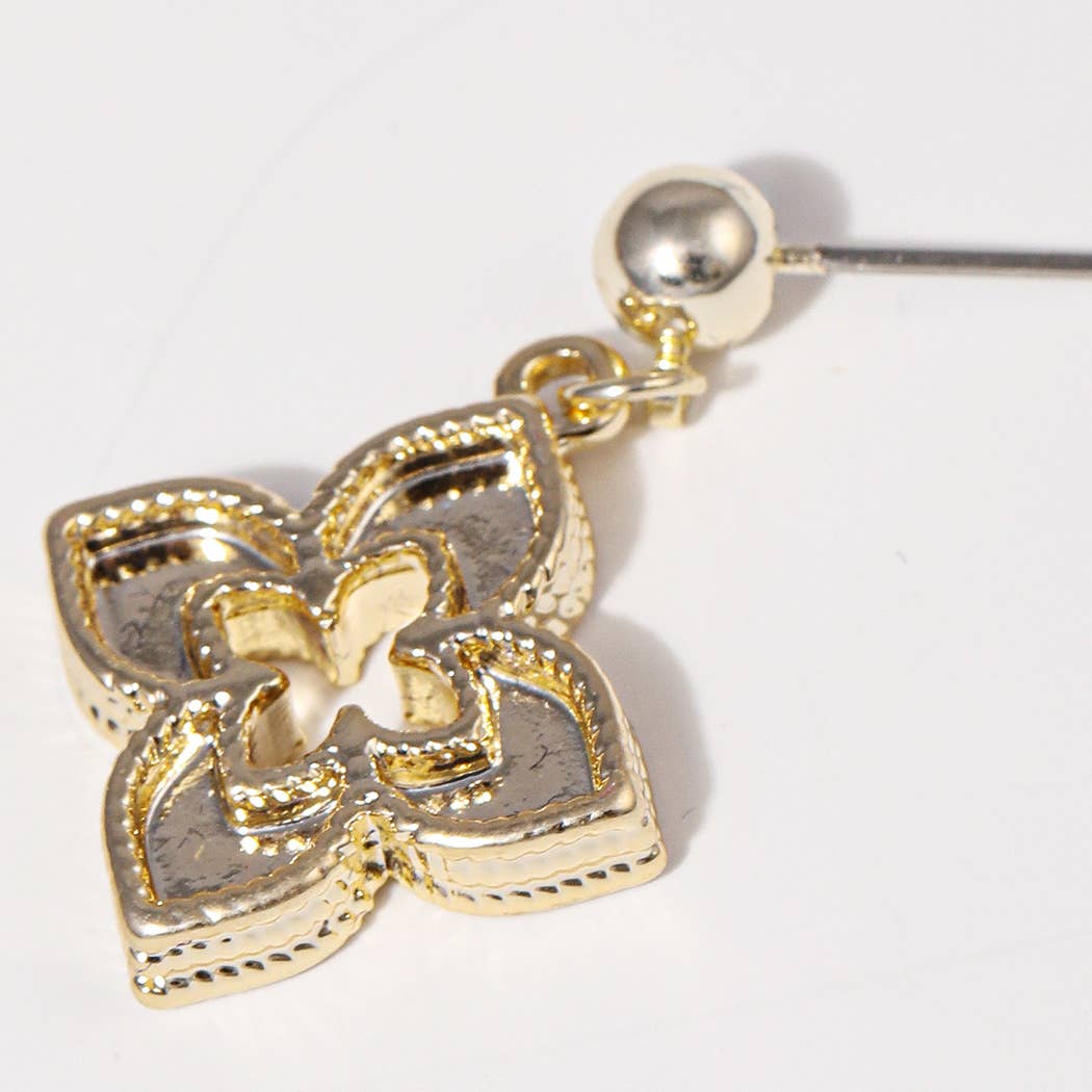 Double Layer Clover 14K Plated Post Earrings