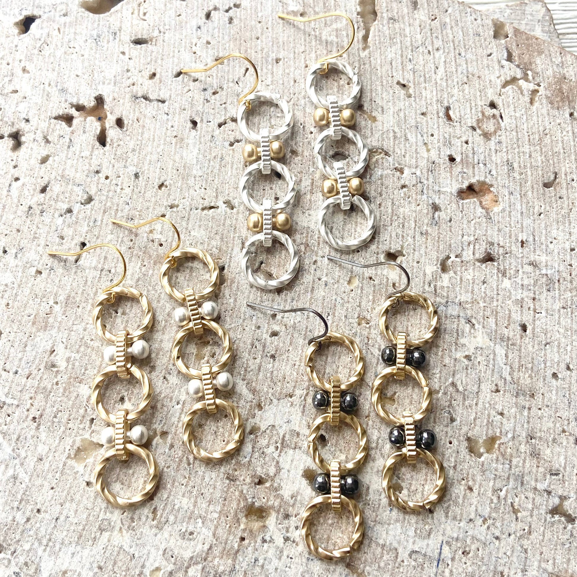 Matte Gold Linked Earrings