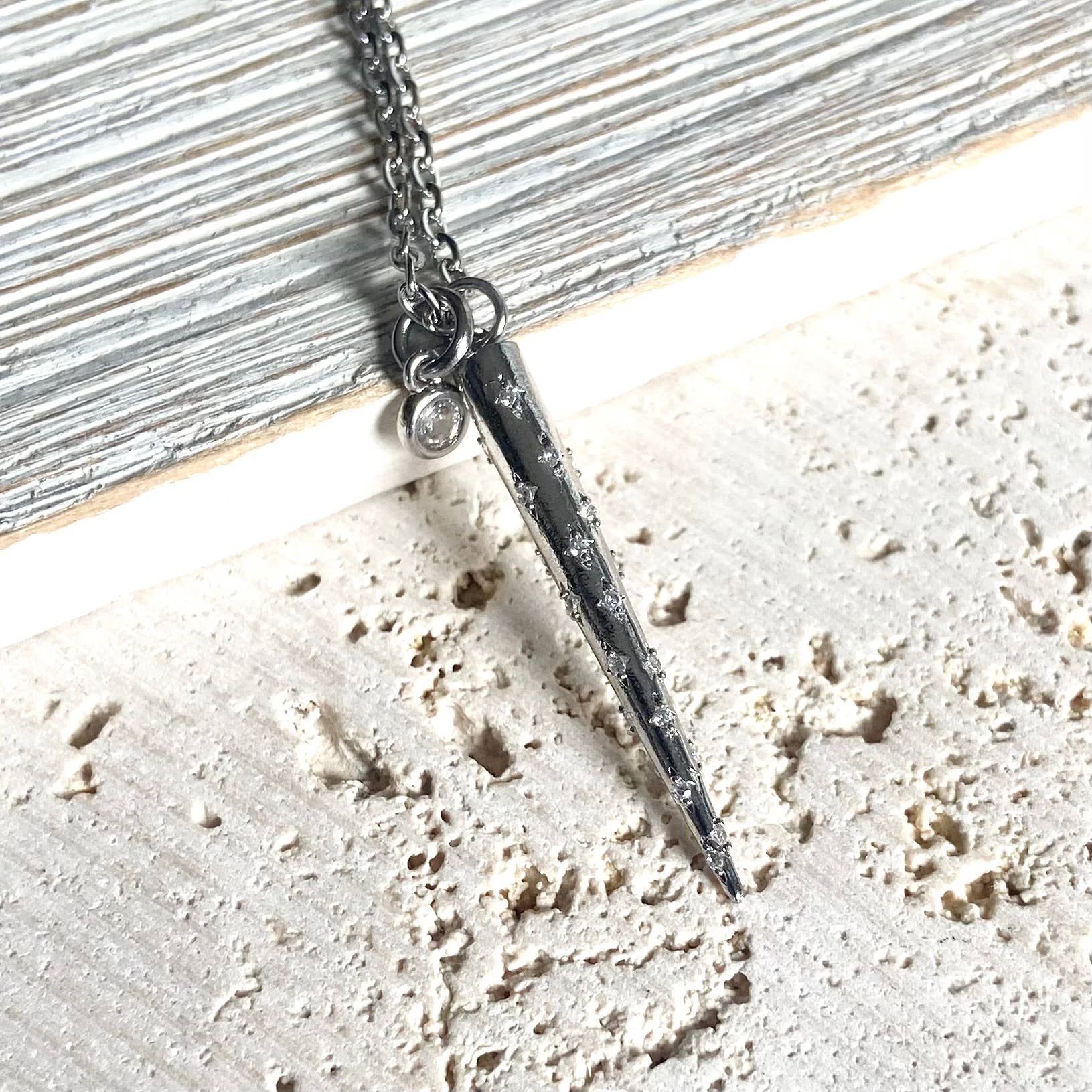 Spike Necklace w/ Clear Crystals