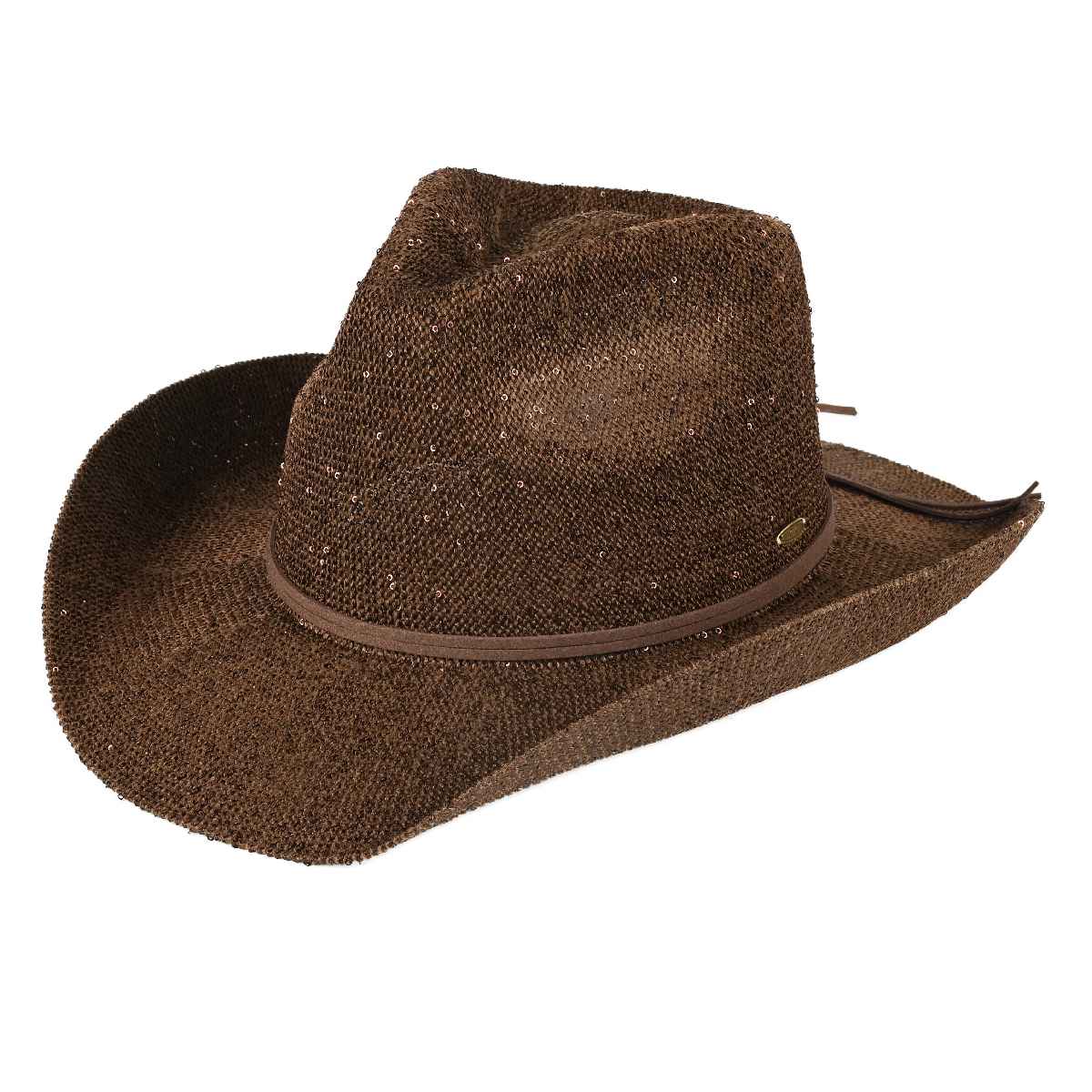 Sequin Cowboy Hat with Suede String
