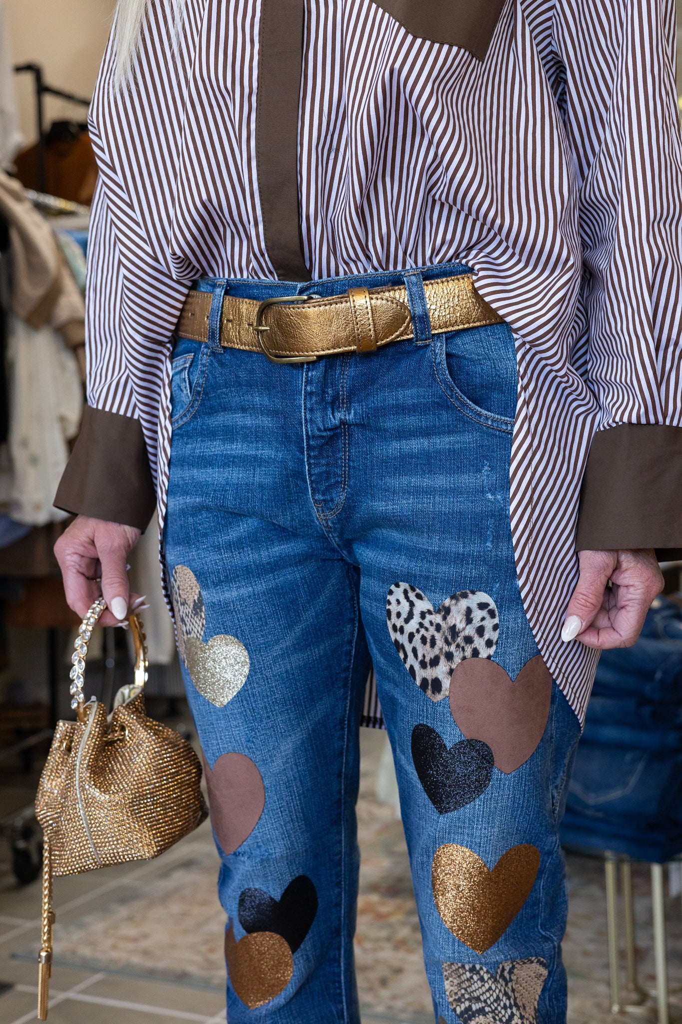 Heart Italian Printed Denim Jeans