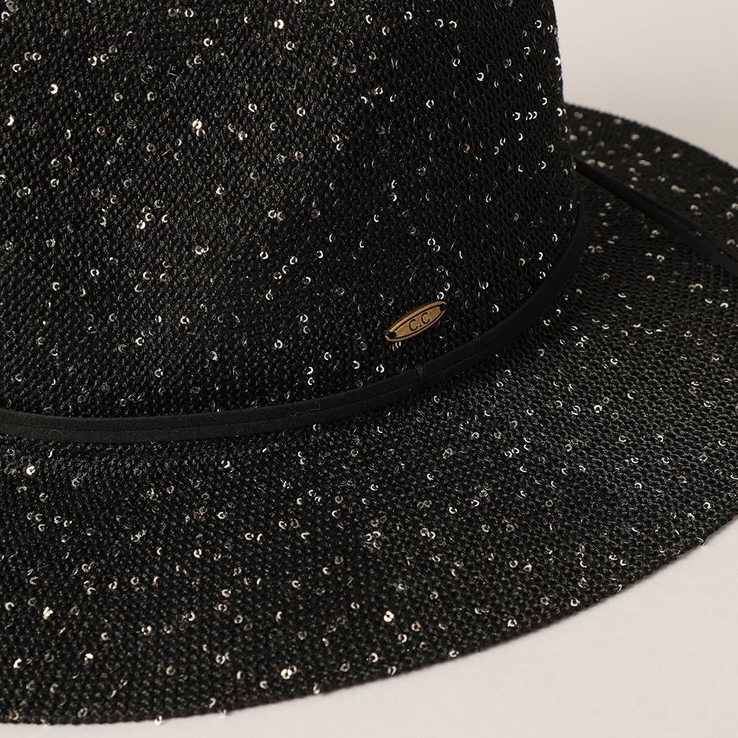 Sequined Knitted Panama Hat