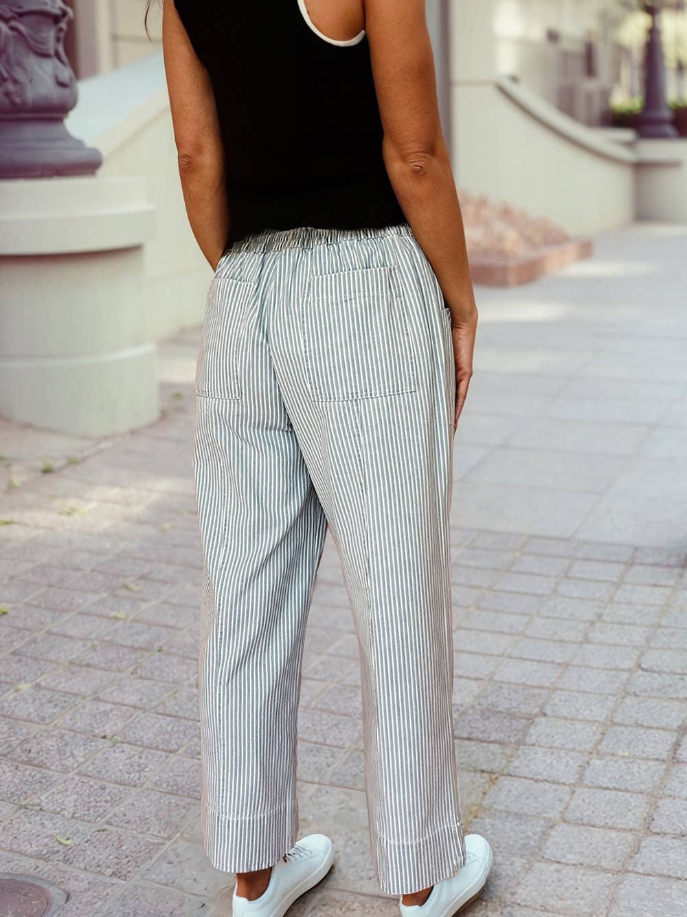 Patty Stripe Mid Rise Drawstring Waist Pants