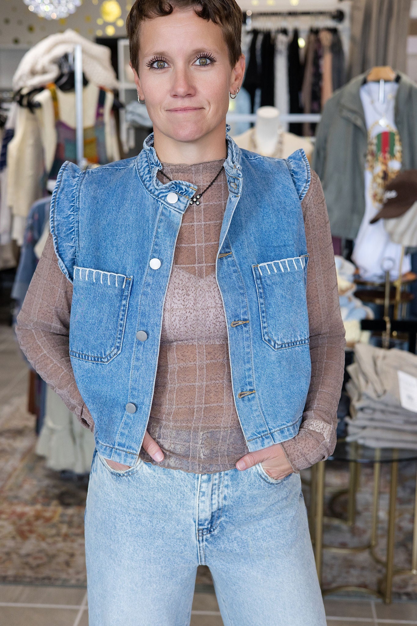 Jenna Denim Sweater Vest