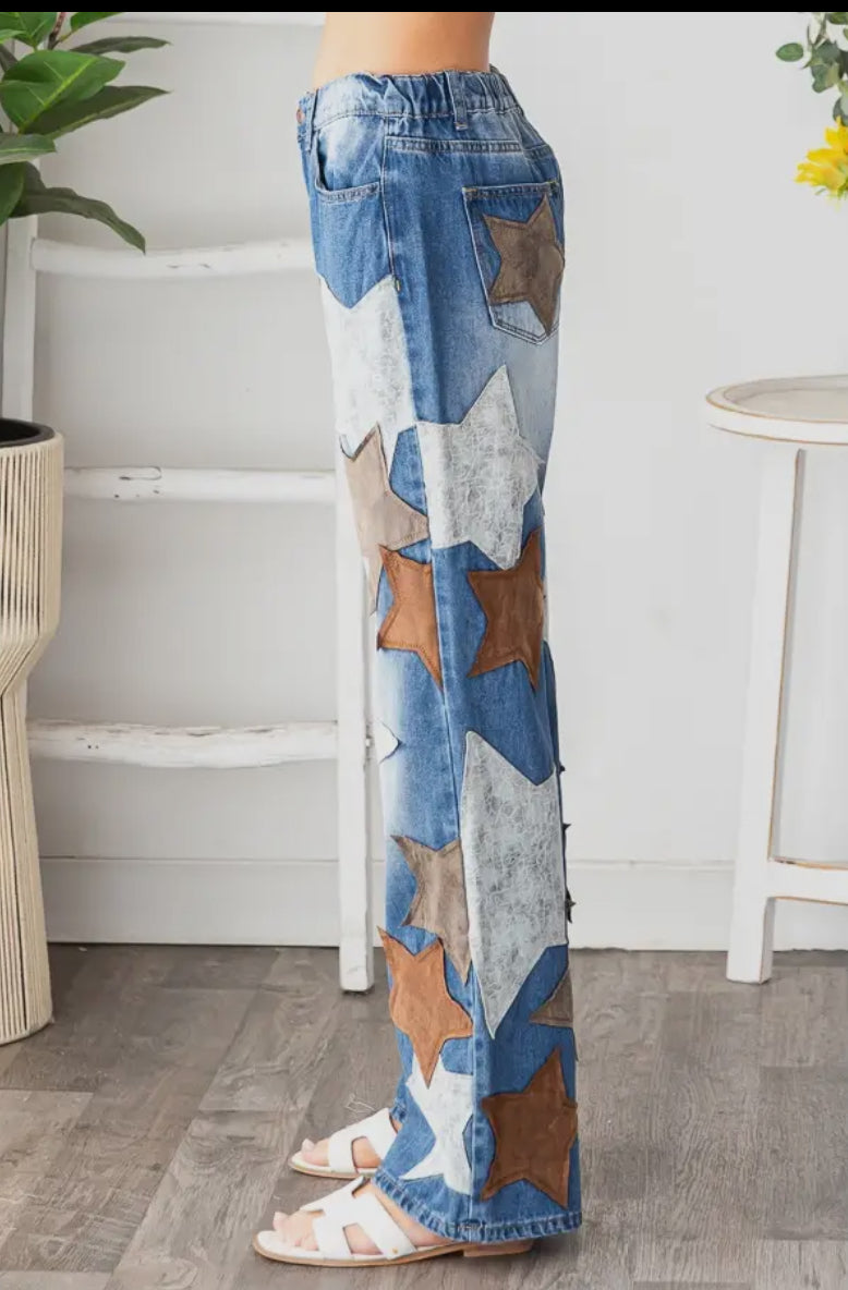 Galena Washed Star Patch Jeans