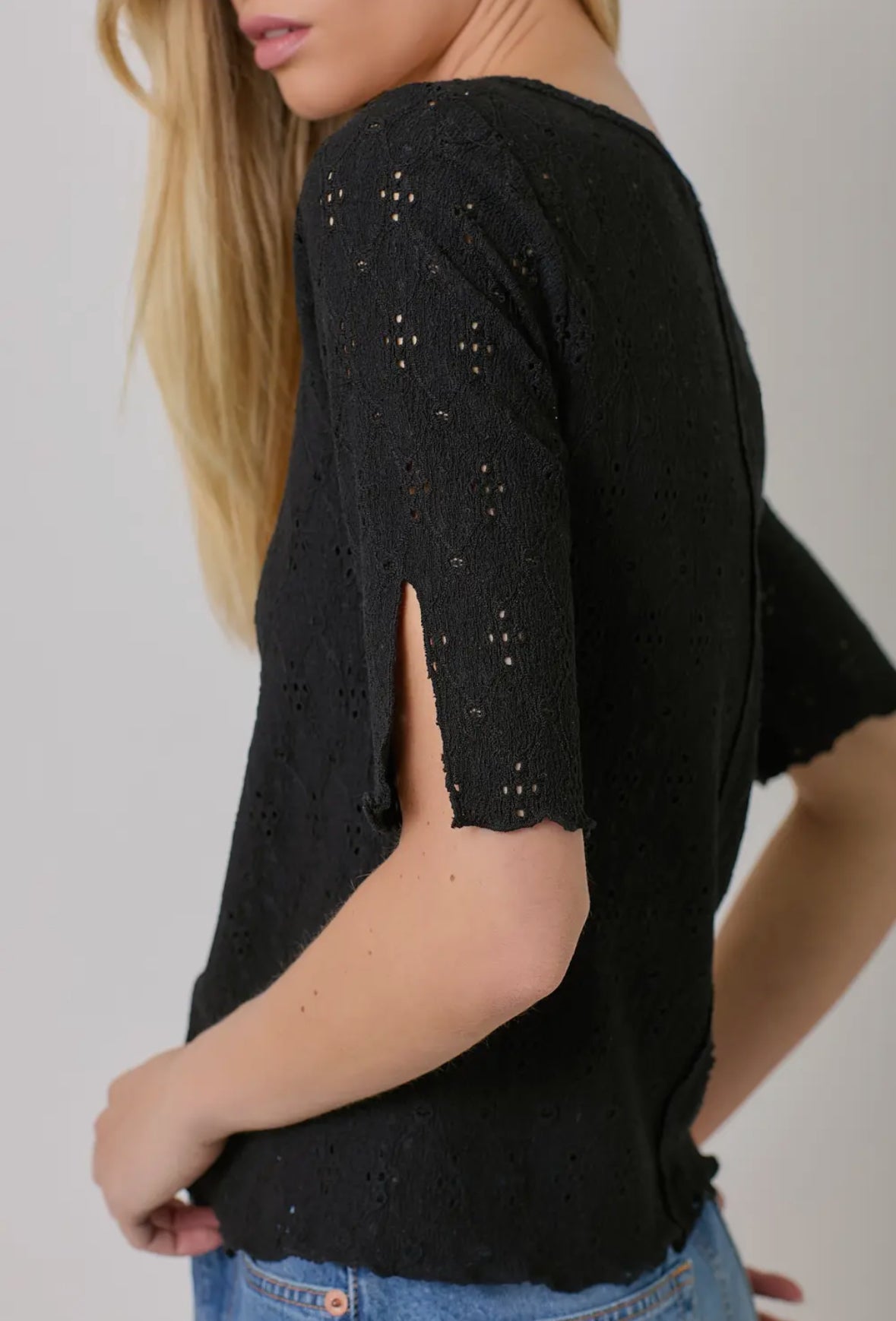 Marissah Boat Neck Lettuce Hem Top