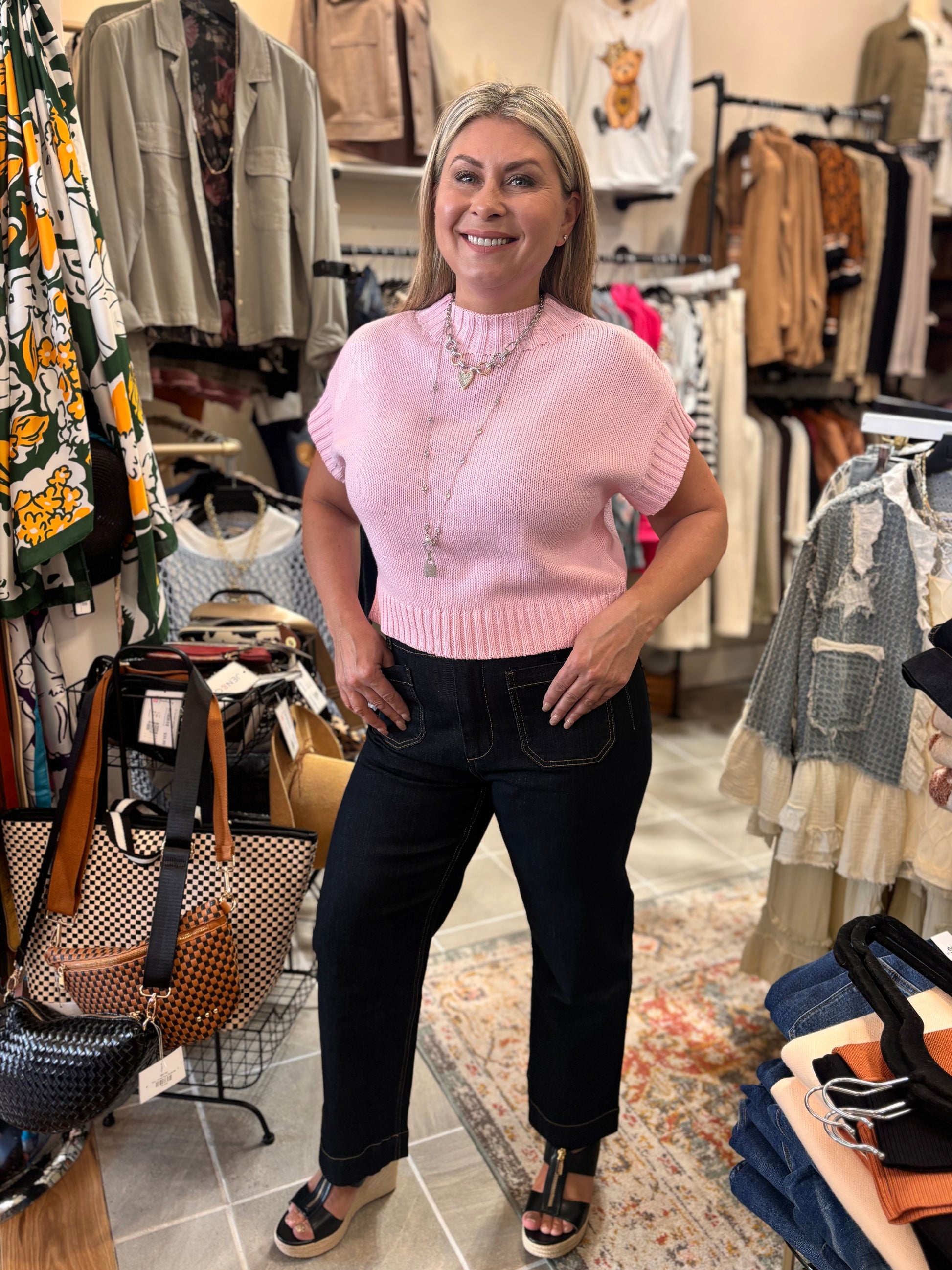 Shelly Cropped Sweater Tee