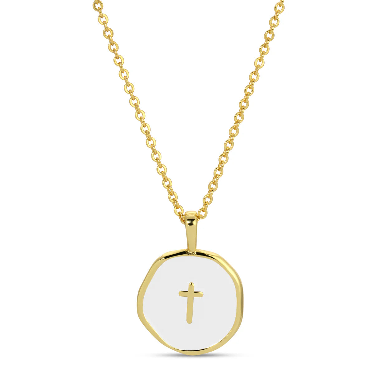Splendid Iris Round Cross Pendant