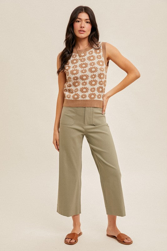 Floral Jacquard Sweater Knit Top