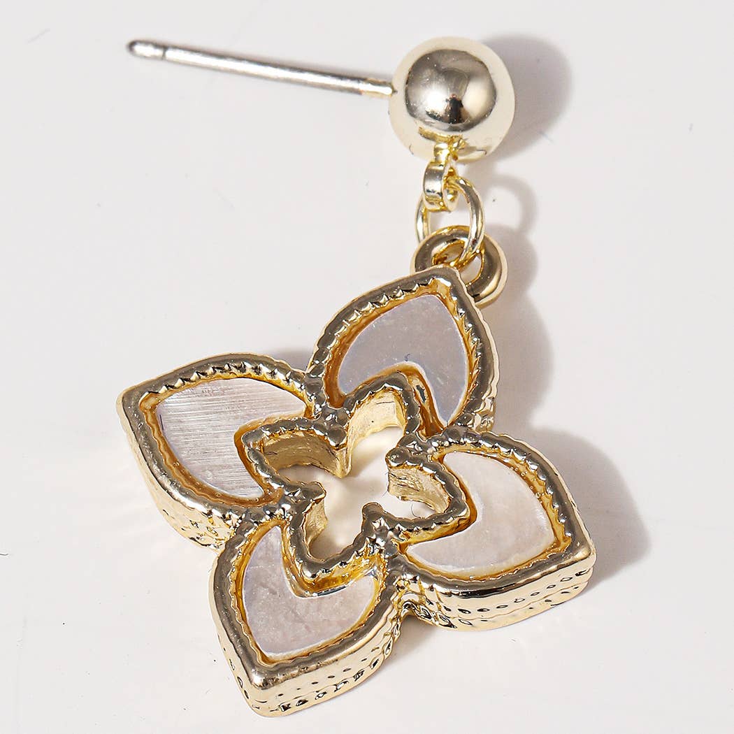 Double Layer Clover 14K Plated Post Earrings