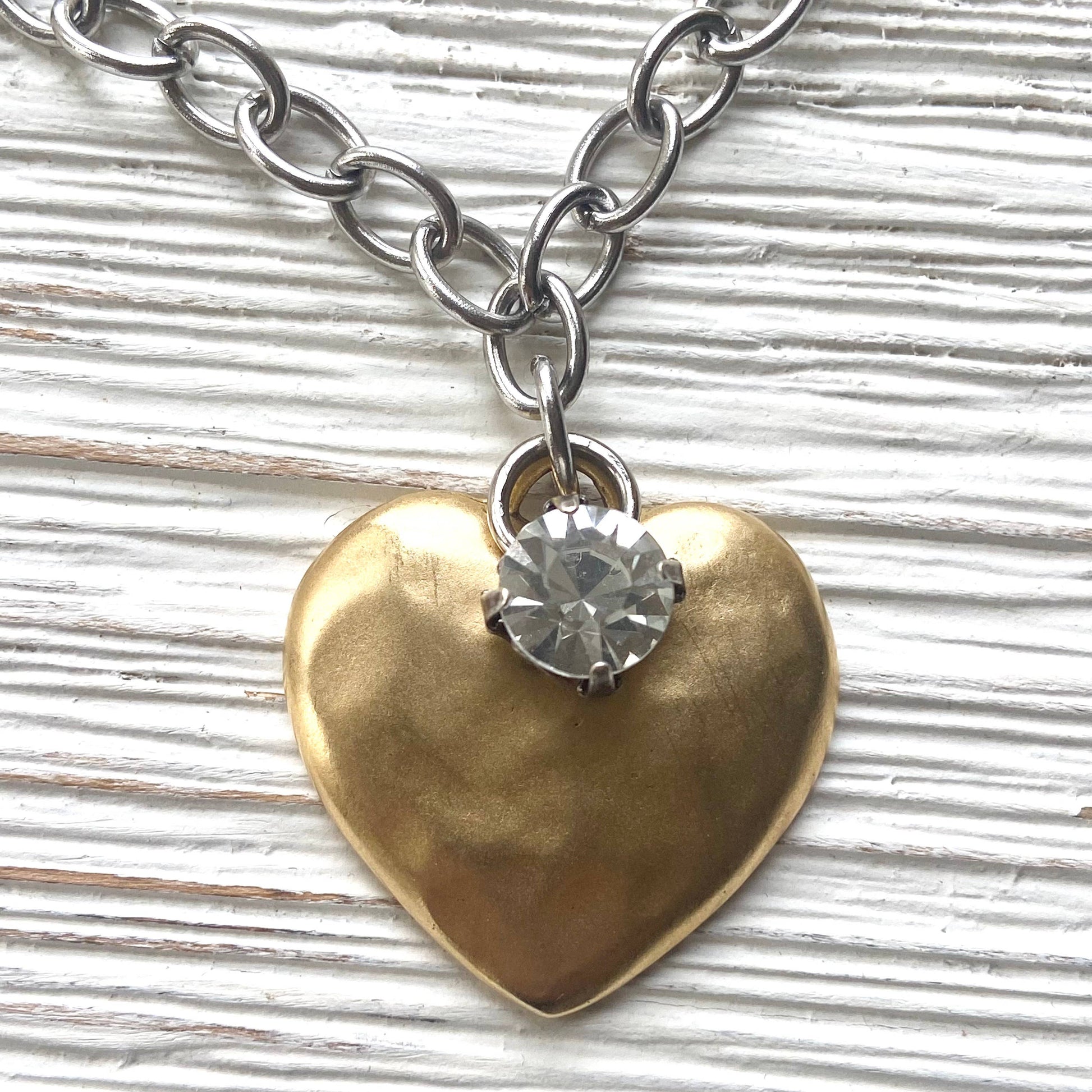 Hammered Heart + Mixed Metal Necklace