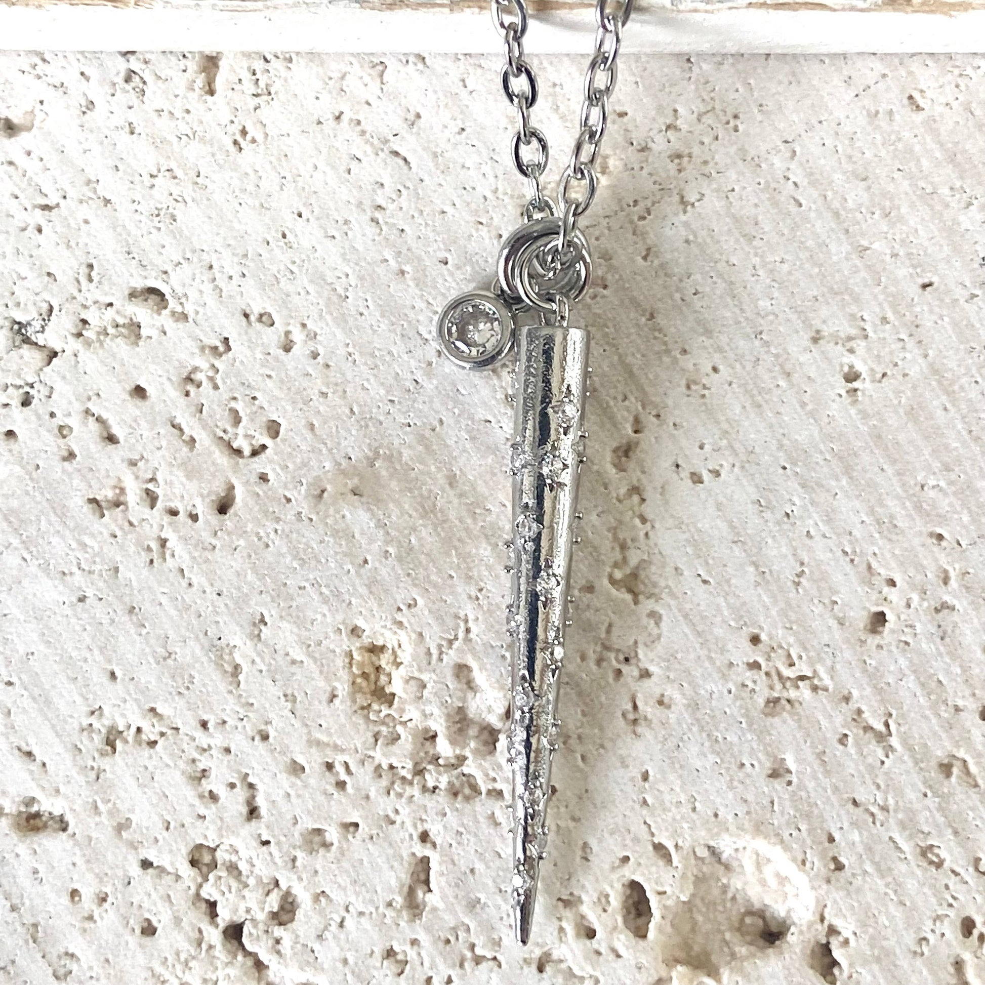 Spike Necklace w/ Clear Crystals