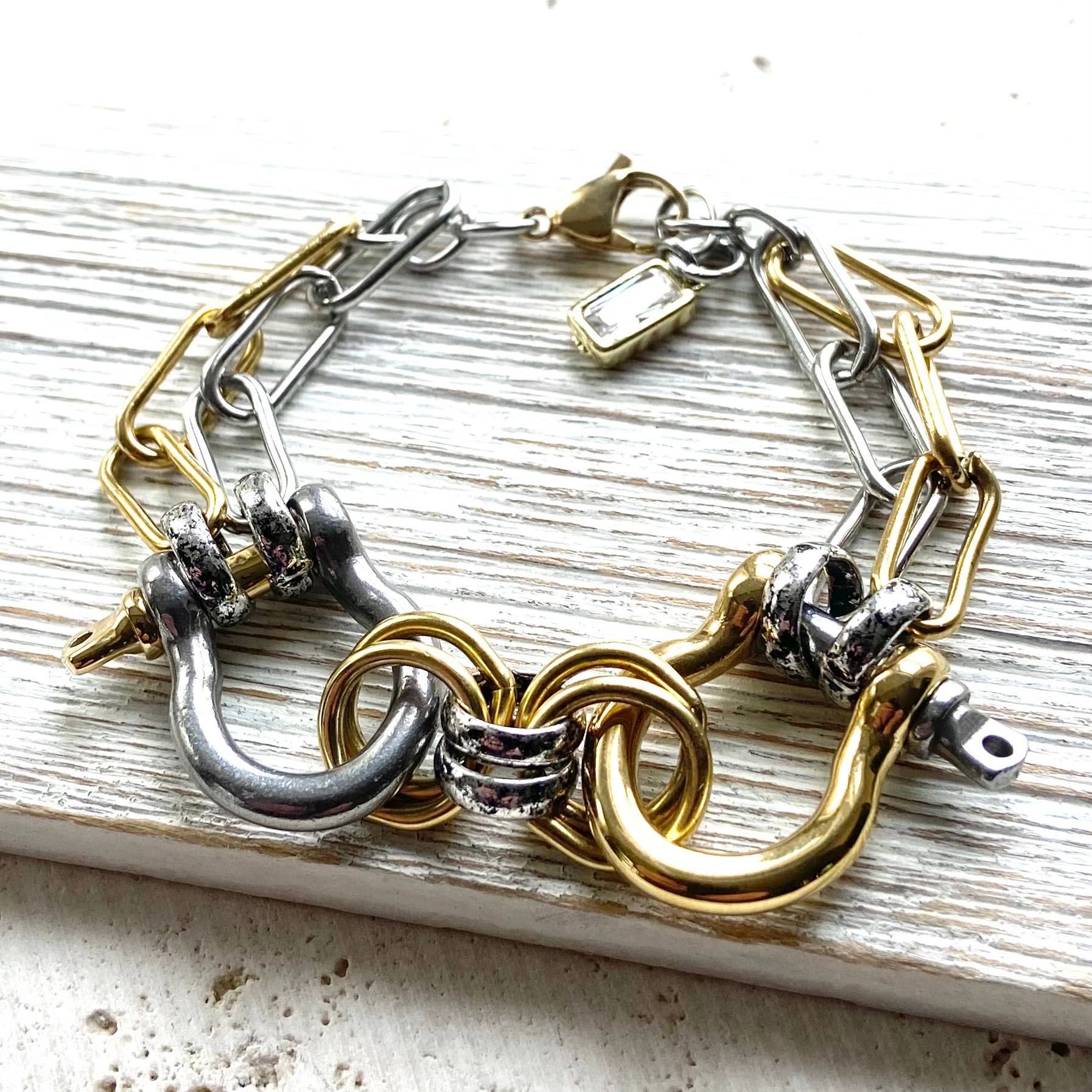 Mixed Metal Double Shackle Bracelet