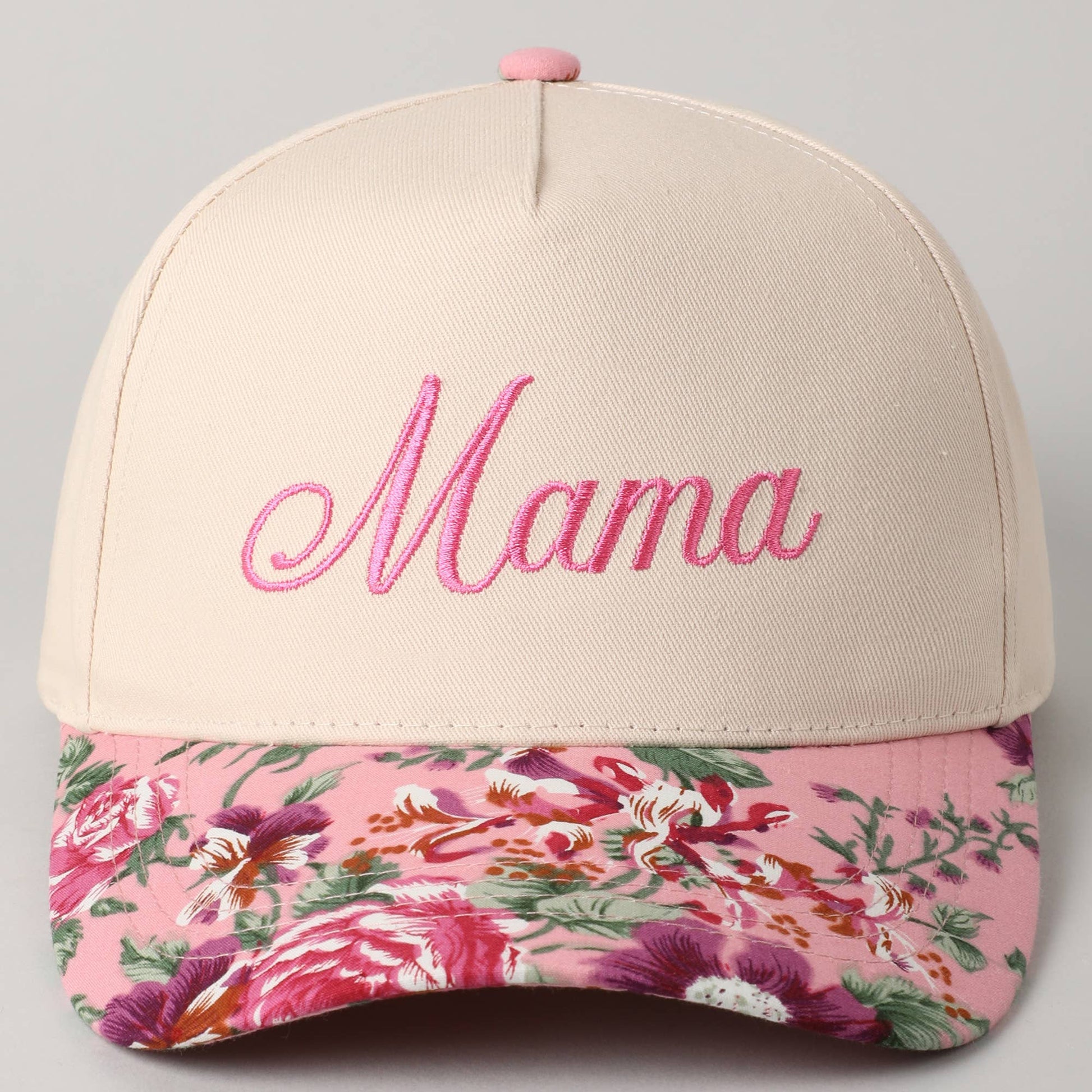 Mama Embroidery Floral Two-Tone Trucker Hat