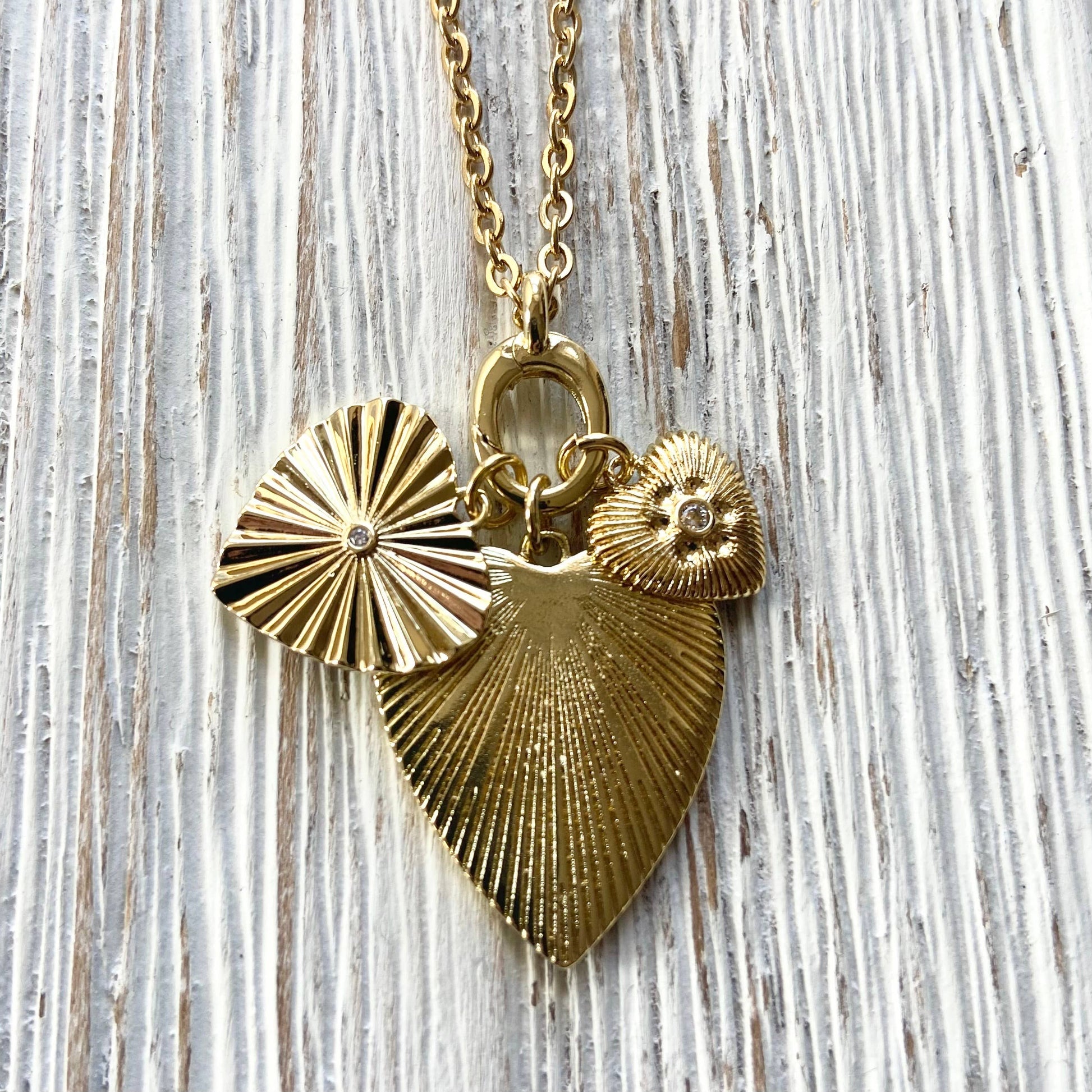 Triple Heart Charm Necklace w/ Removable Charms