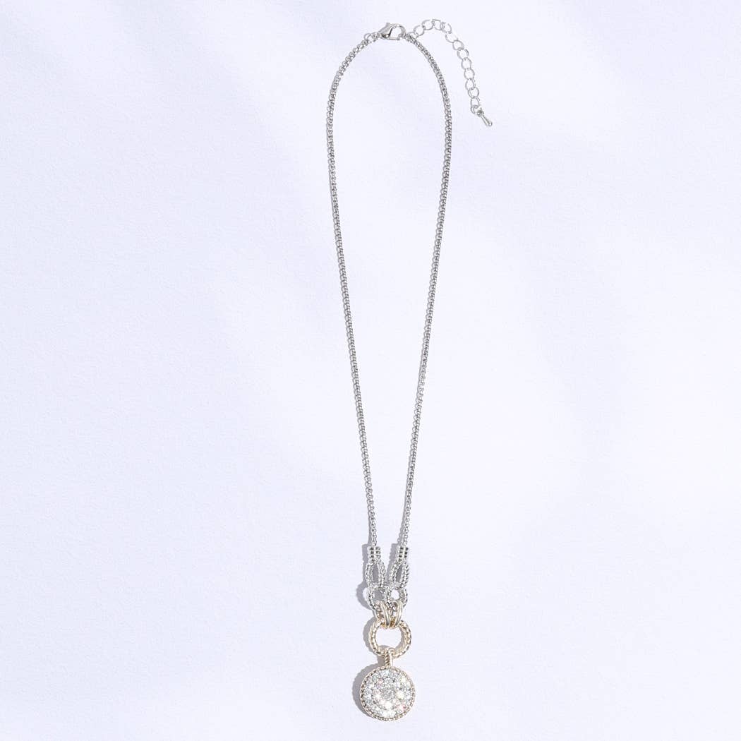 Round Pave Pendant Chain Necklace