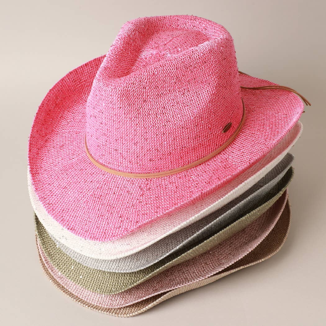 Sequin Cowboy Hat with Suede String