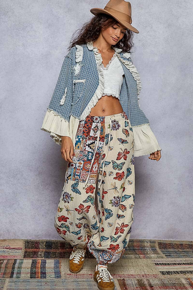 3/4 Sleeve Star Denim Jacket
