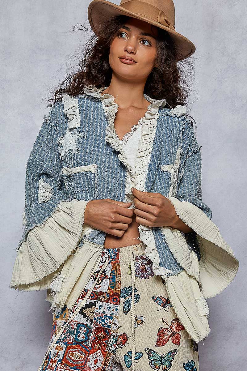 3/4 Sleeve Star Denim Jacket